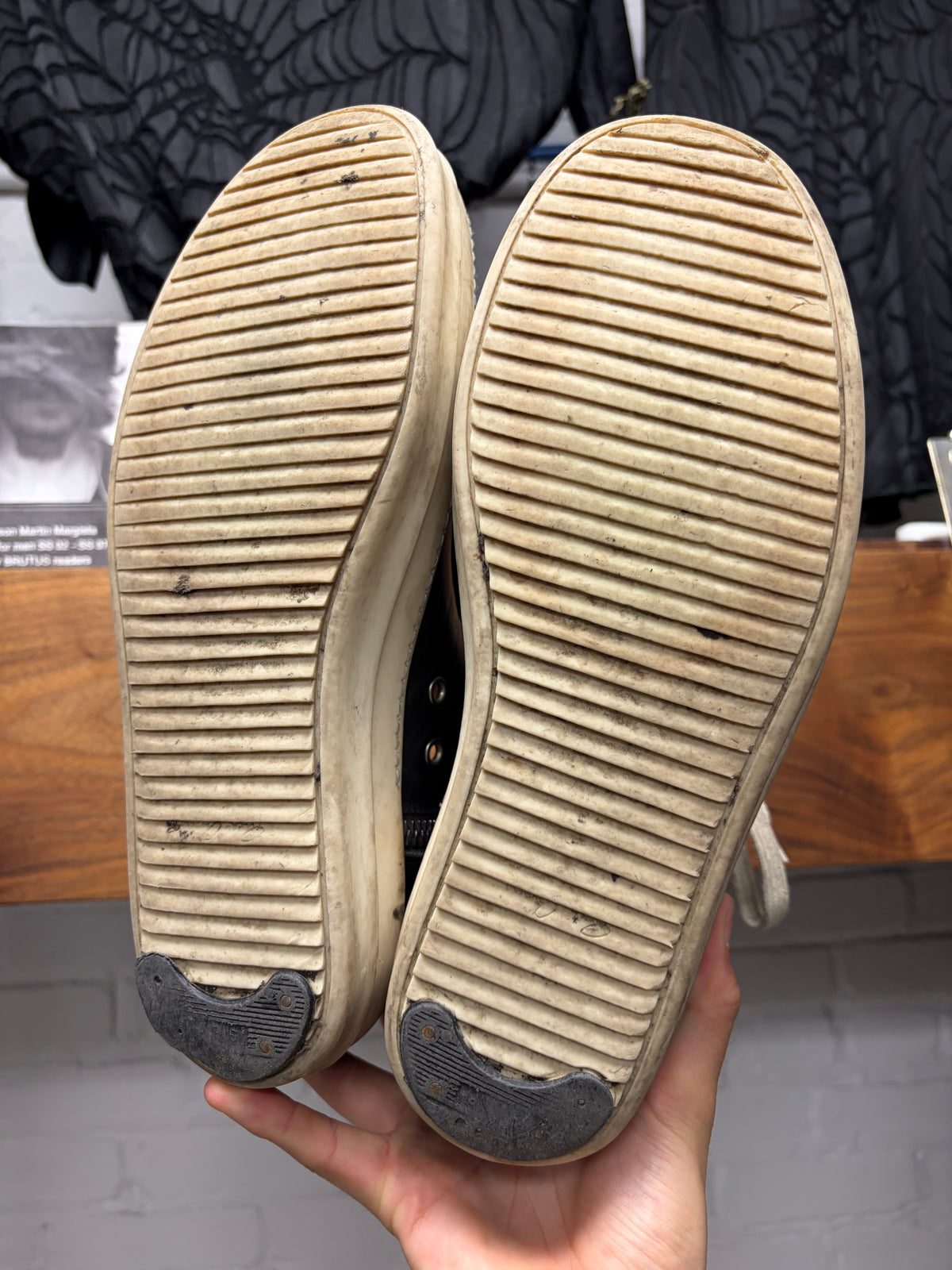 Rick Owens Mainline Black Leather ‘Ramones’ High Top Sneakers