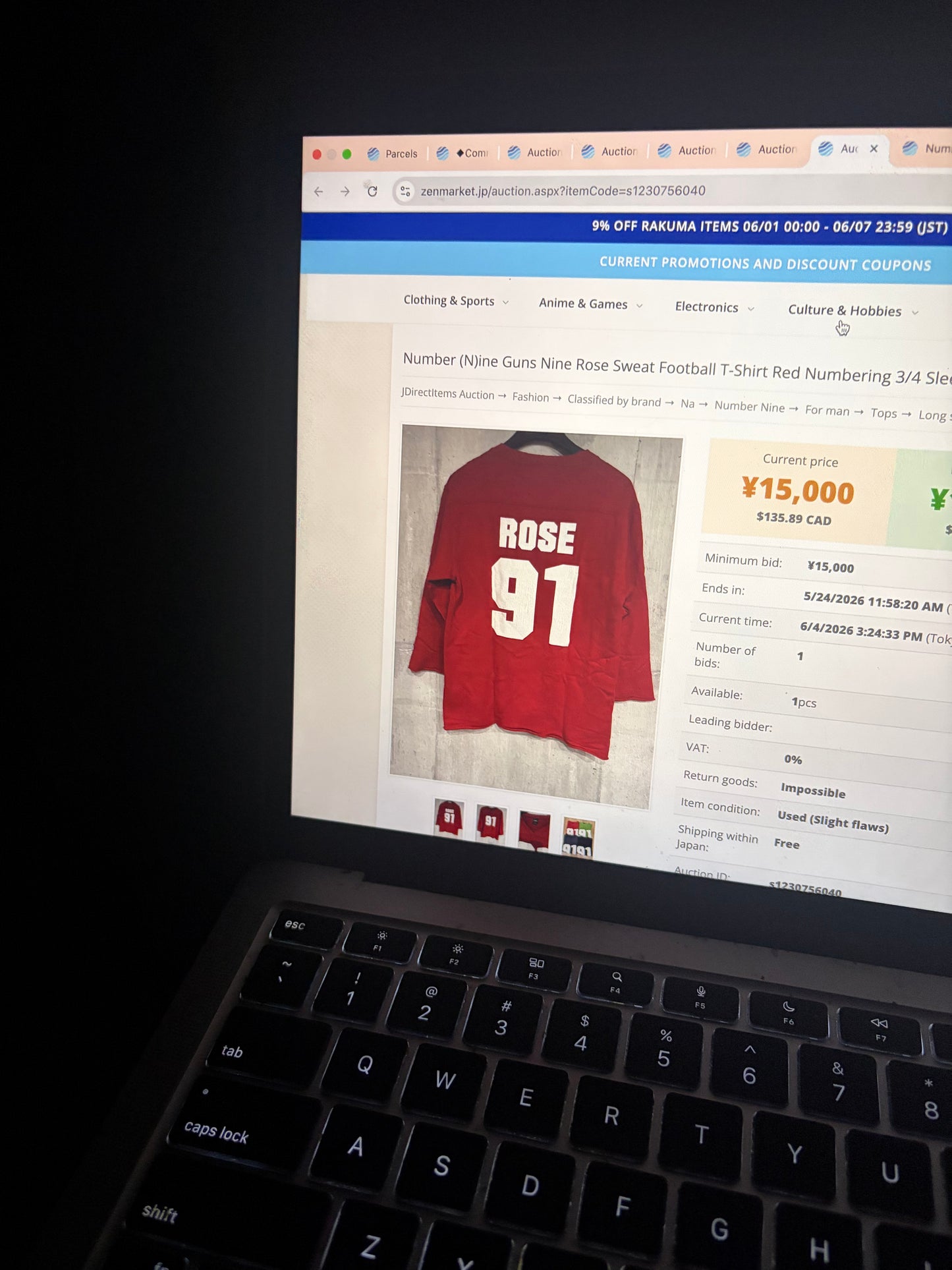SS2006 Number (N)ine Welcome To the Shadows’ Red ‘Axl Rose’ Jersey