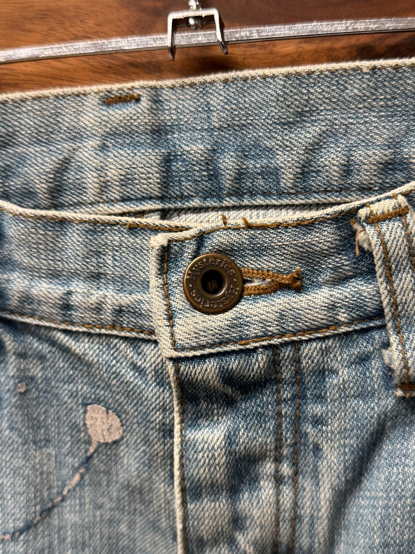 2000s Hysteric Glamour ‘Heavy Distressed’ Light Wash Blue Skinny Jeans