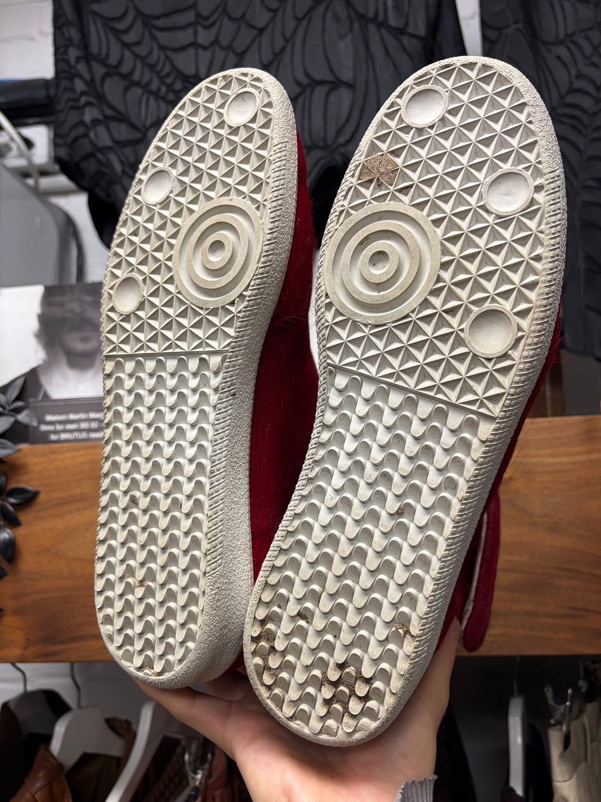 Maison Margiela Pony Hair ‘Future’ Red/White High Top Sneakers