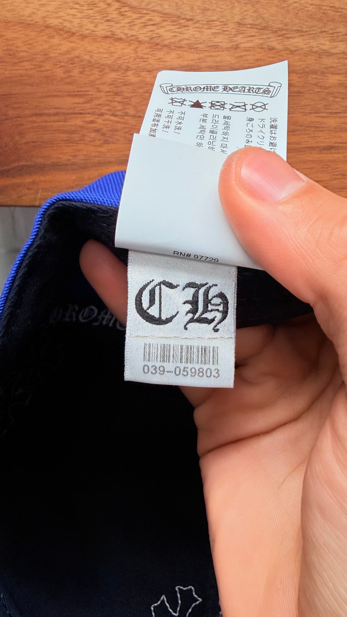 Chrome Hearts Blue/White Leather Cross Patch ‘CH Logo’ Trucker Hat