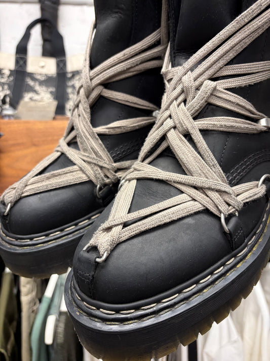Rick Owens x Doc Martens ‘1460’ Pentagram Lace Quad Sole Leather Boots