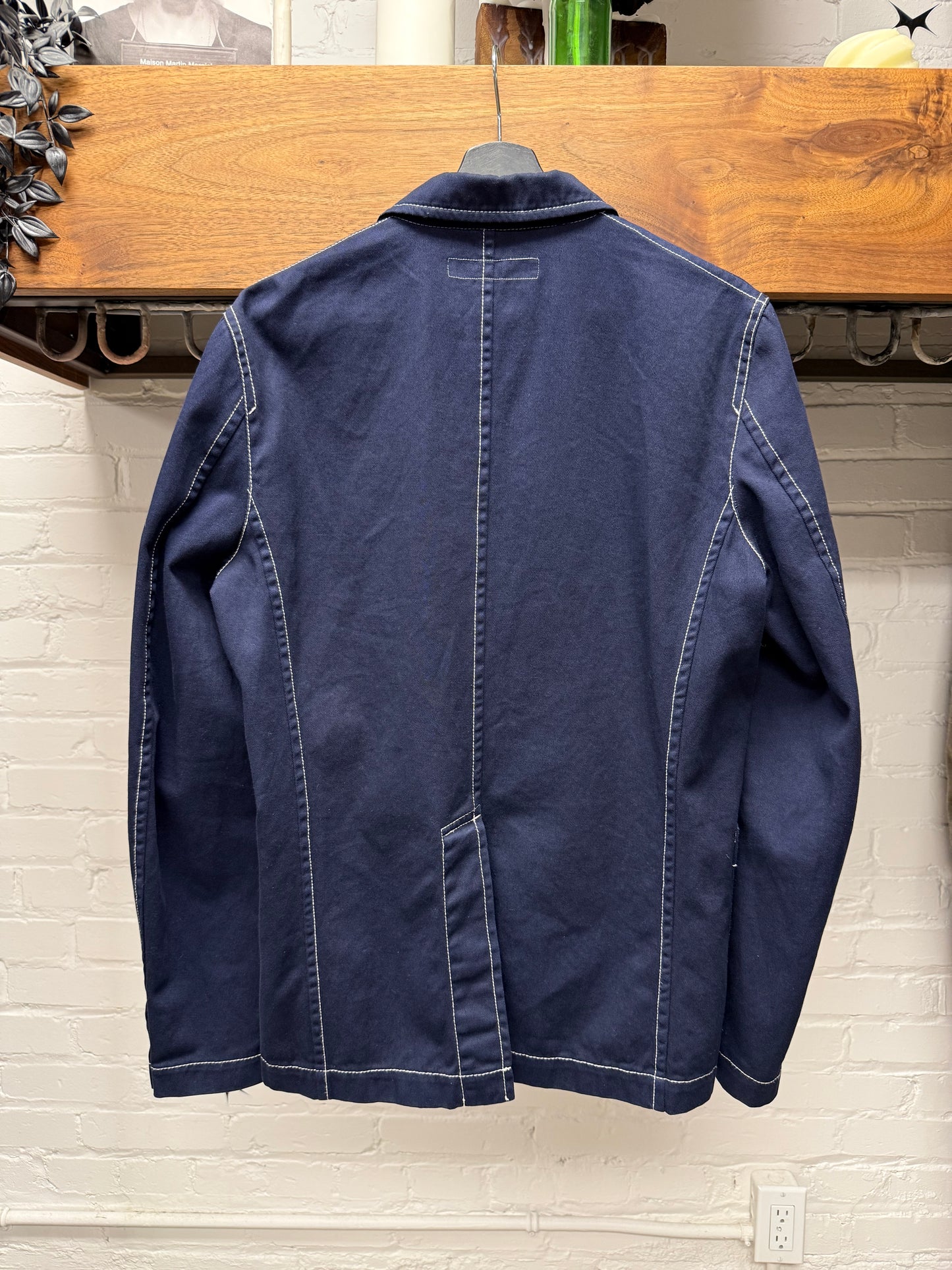 Comme Des Garçons Shirt Navy Contrast Stitch Blazer