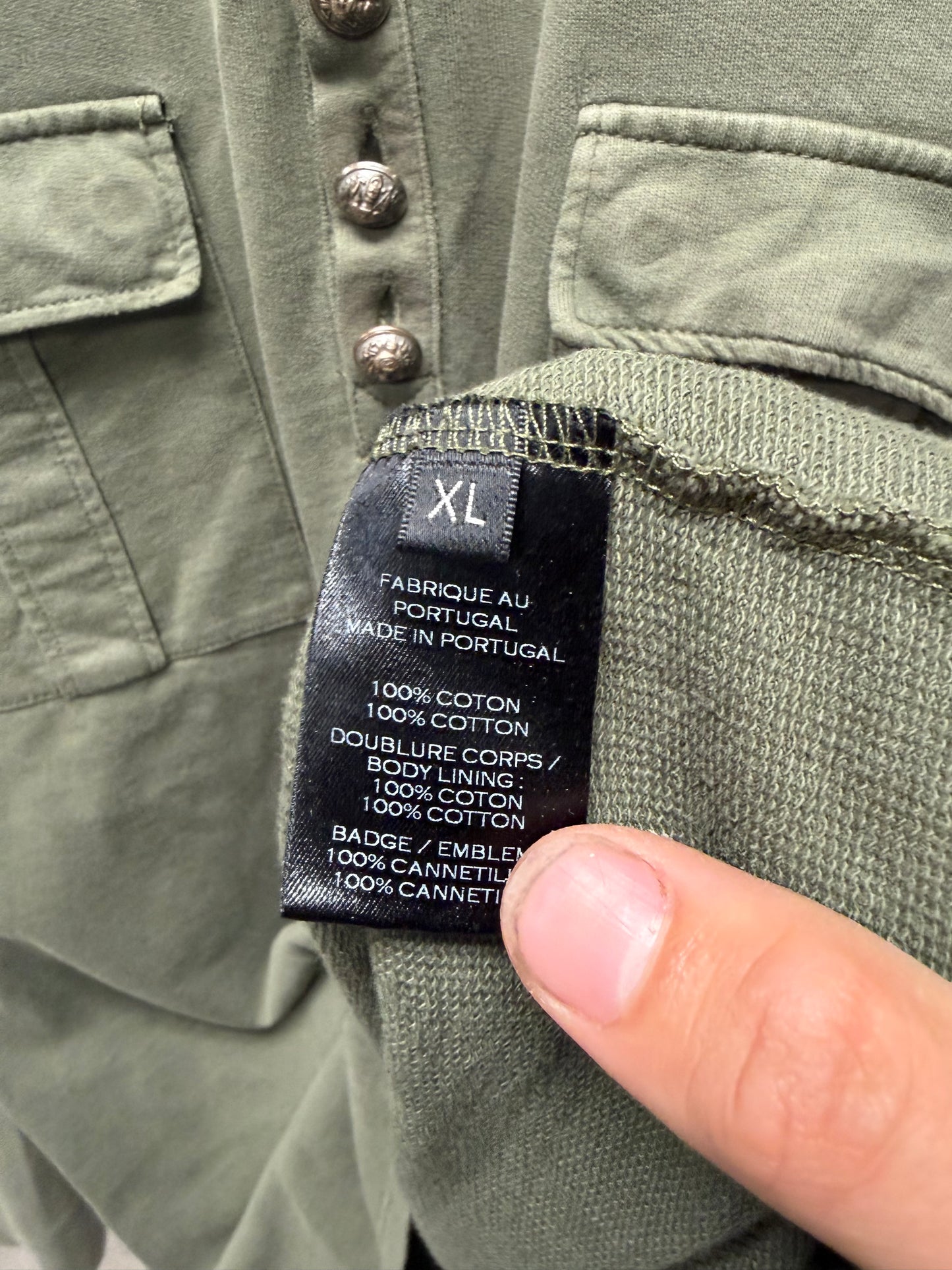 Balmain Military Uniform Inspired Henley Long Sleeve Shirt