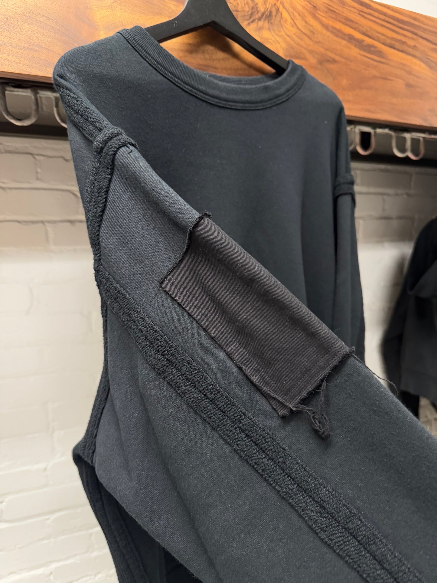 Undercover ‘Raw Patchwork’ Unfinished Black Cotton Sweatshirt
