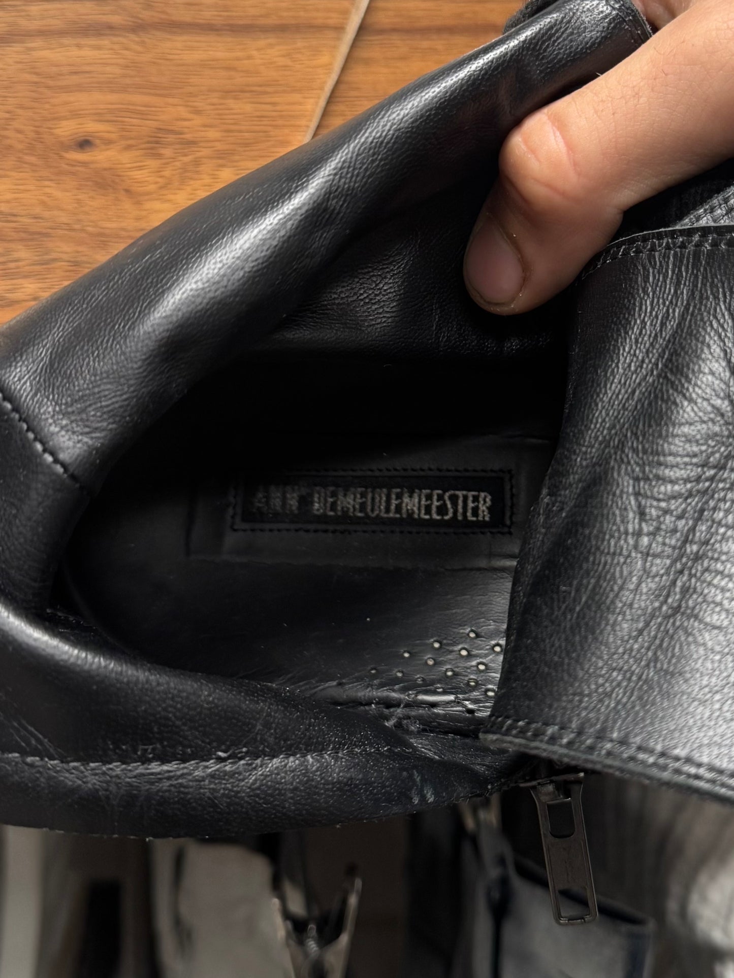 Ann Demeulemeester Black Suede ‘Side Zip’ High Top Sneakers