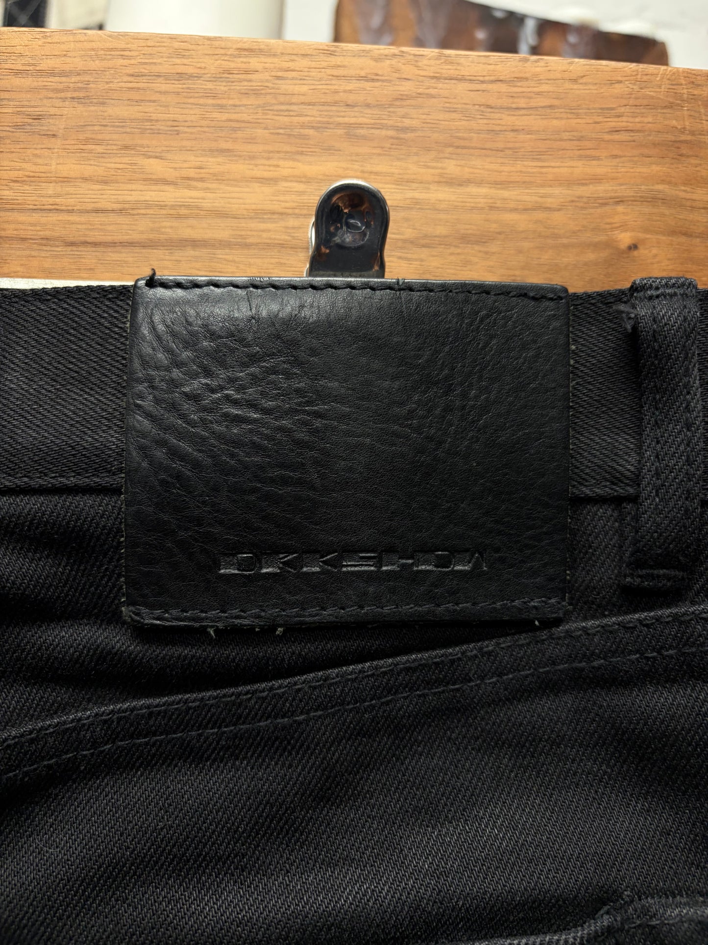 Rick Owens ‘Jim Cut’ Waxed Black Flared Fit Skinny Japanese Denim