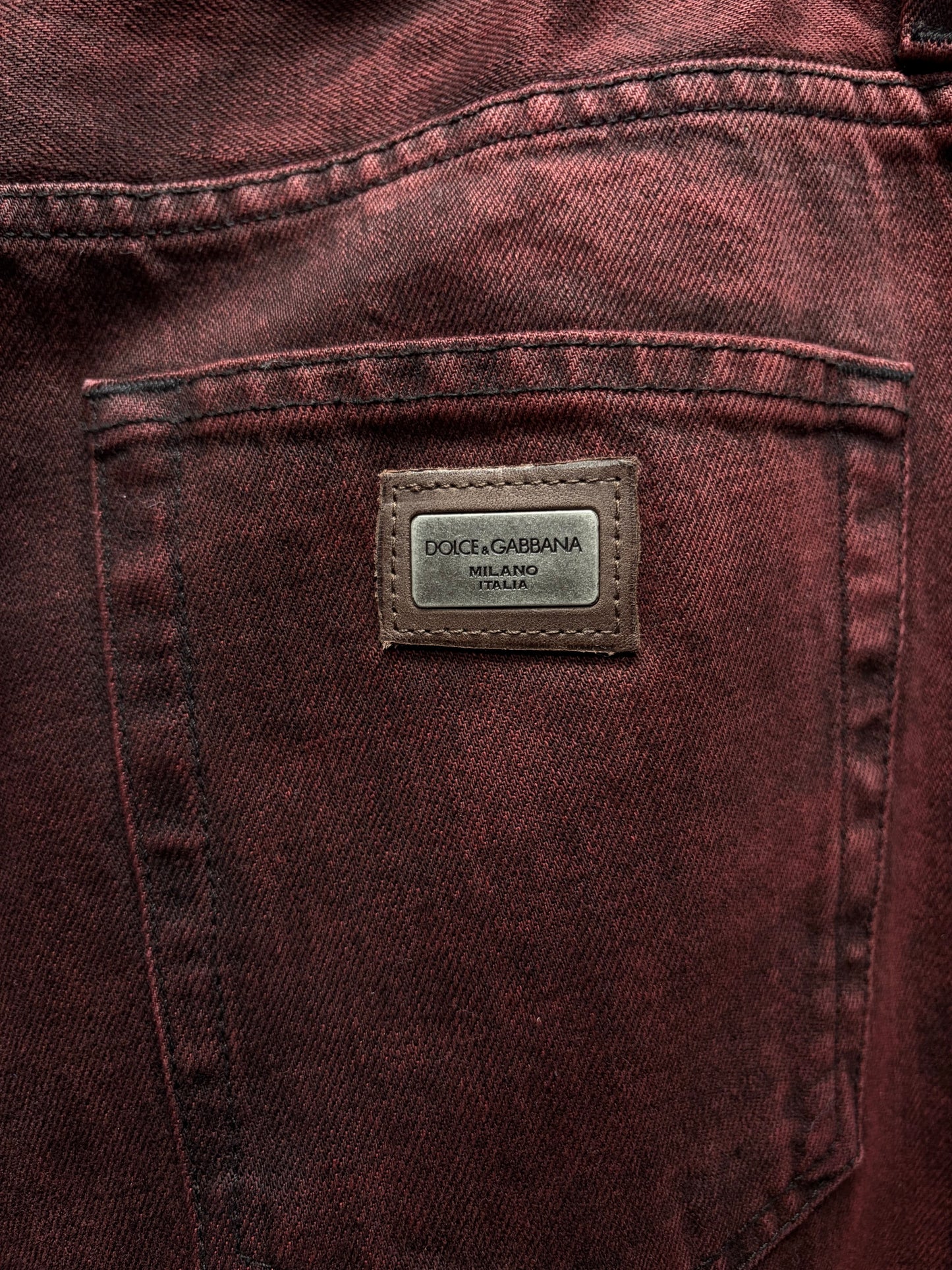 Dolce & Gabbana Bleach Dyed Red Slim/Skinny Cut Denim
