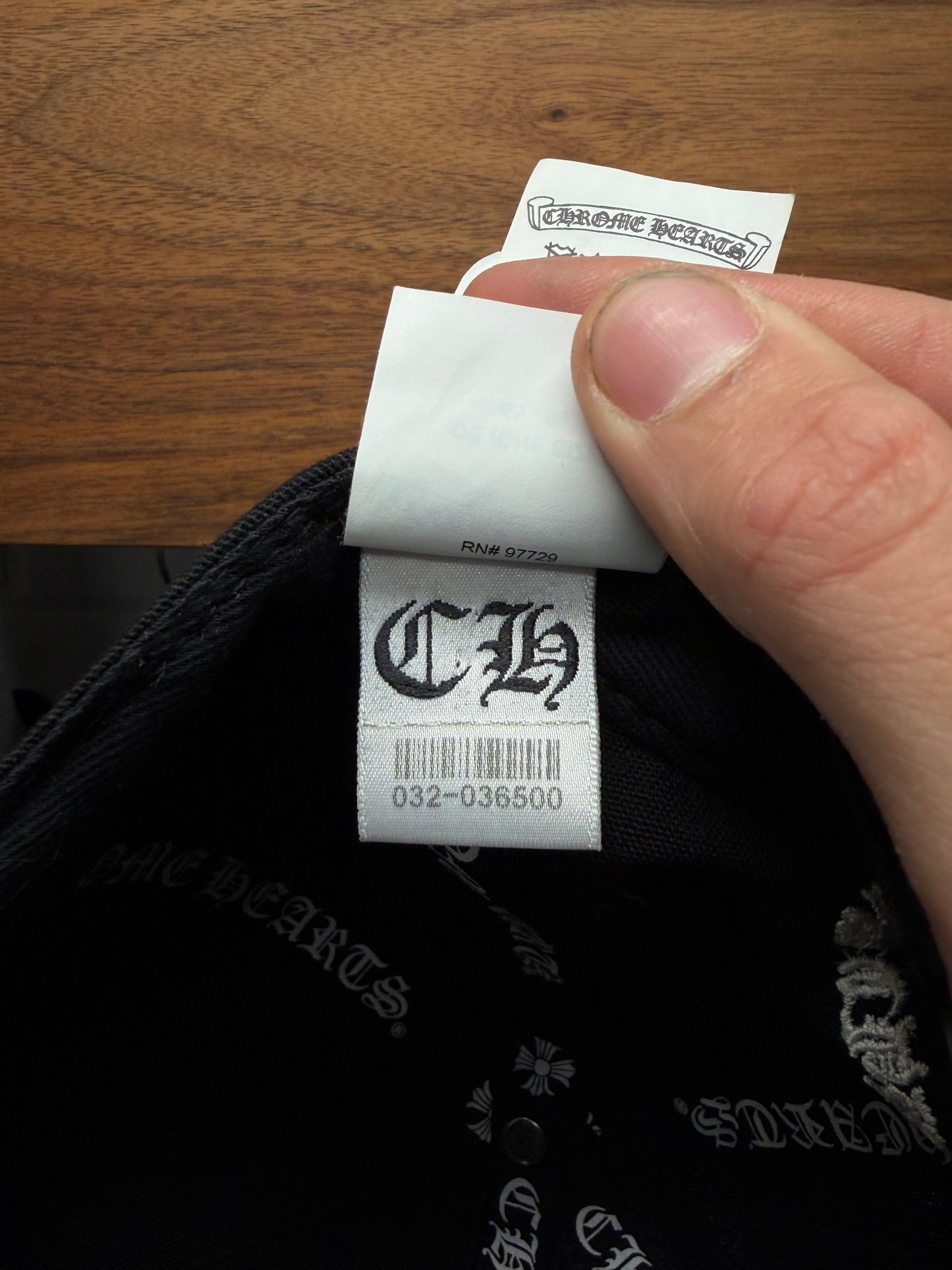 Chrome Hearts ‘CH’ Black/Grey Embroidered Logo Strap-Back Baseball Hat
