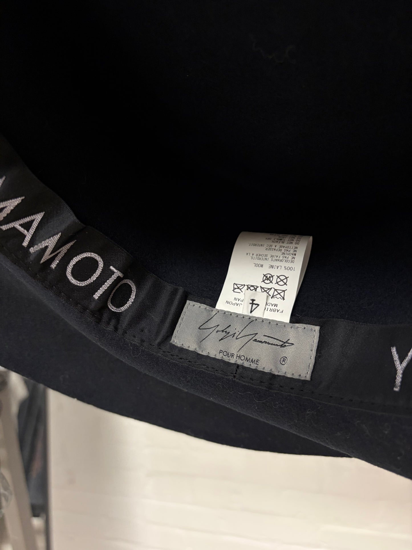 Yohji Yamamoto Pour Homme Black Wool ‘Slouch Brim’ Top Hat