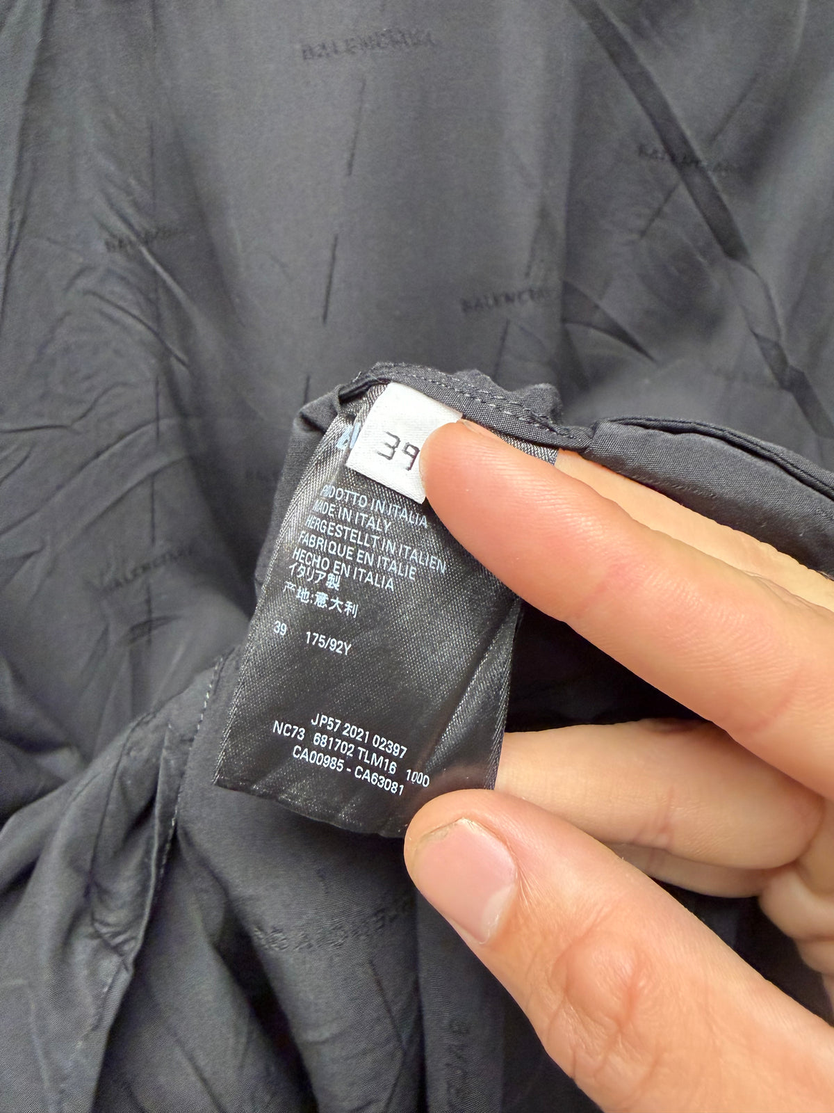 2021 Balenciaga ‘Subtle Monogram’ Black Oversized Short Sleeve Button Up Shirt