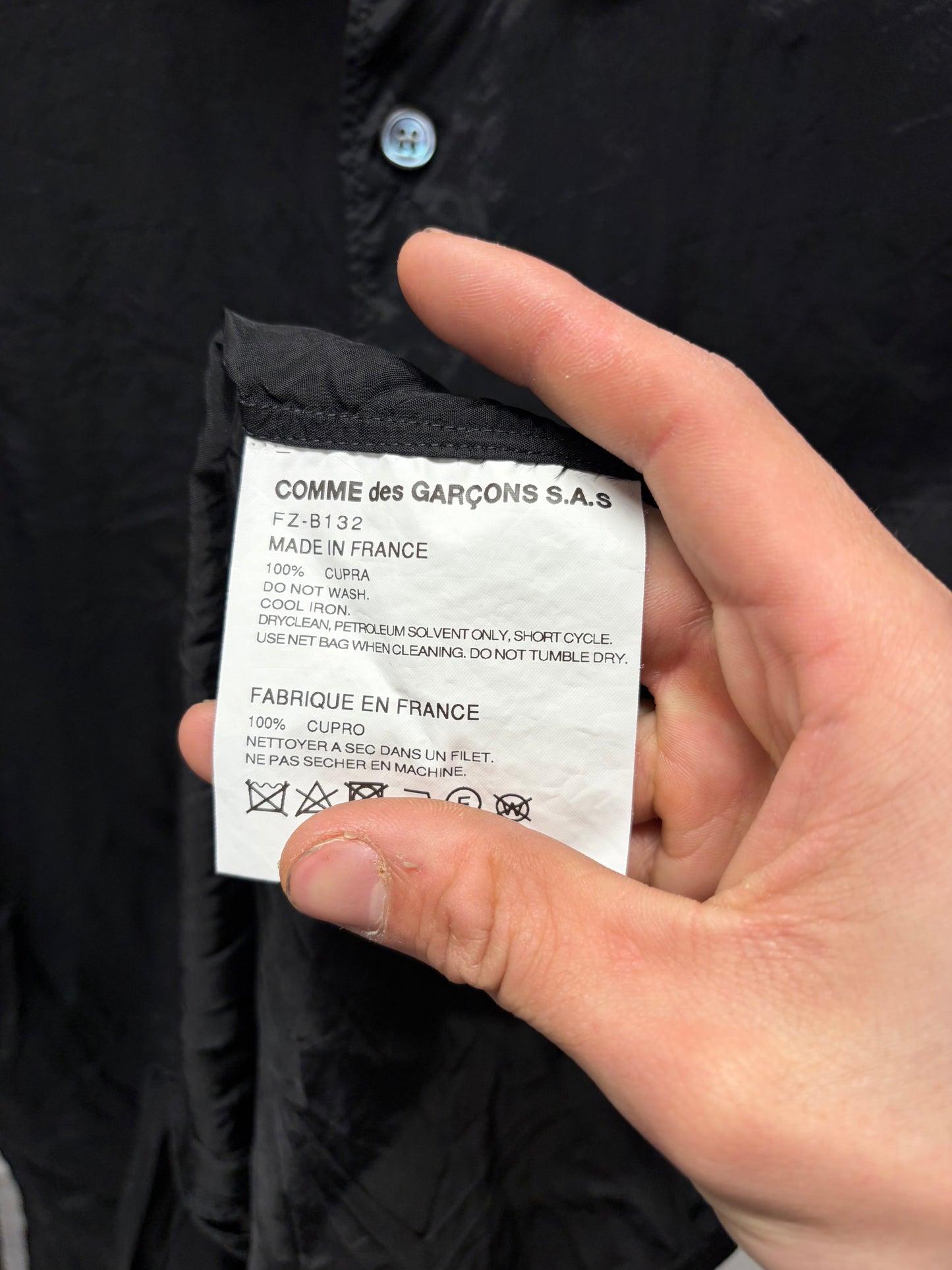 Comme Des Garçons Shirt Silky Black Button Down
