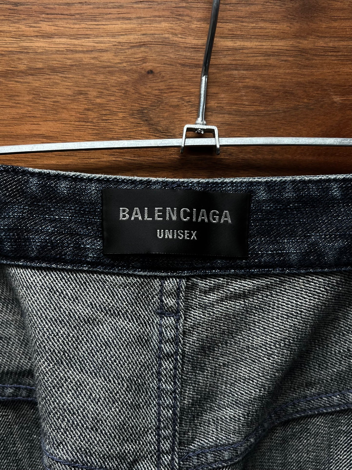 AW23 Balenciaga Double Layered Washed Blue Wide Cut Denim