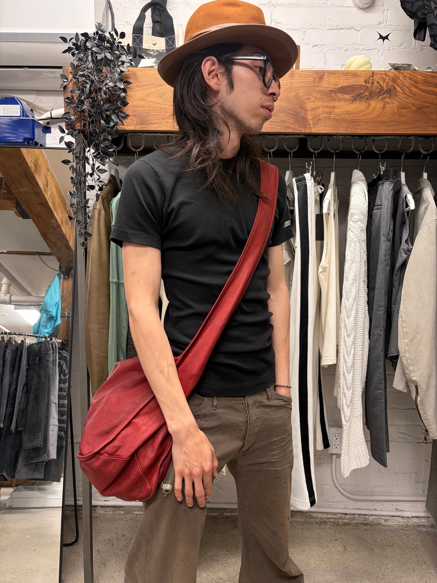 Guidi Custom Order ‘Object Dyed’ Oxblood Red Horse Leather Crossbody Sling Bag