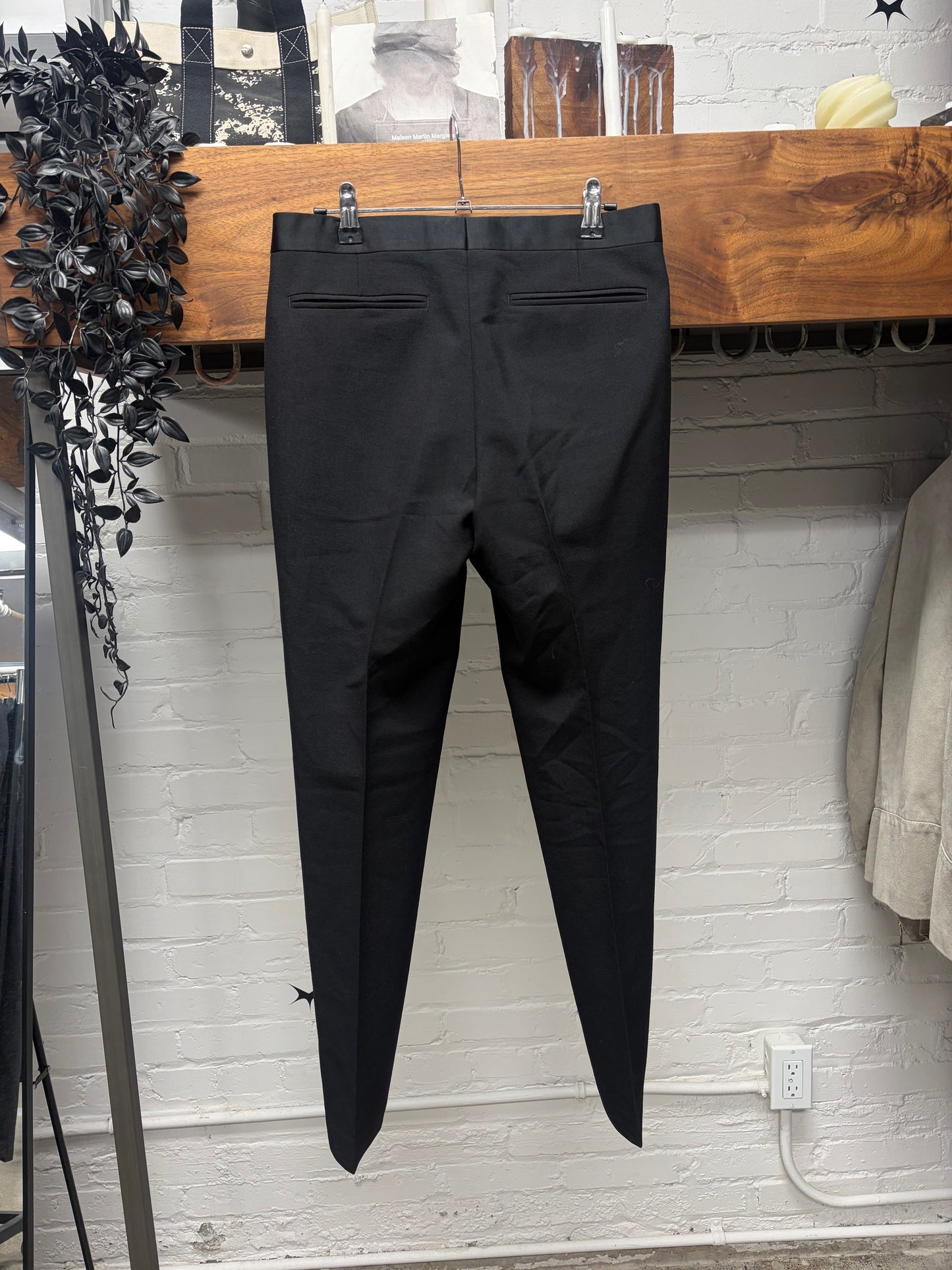 Dior Homme ‘Cummerbund’ Distressed Waistband Pleated Black Slim Cut Trousers