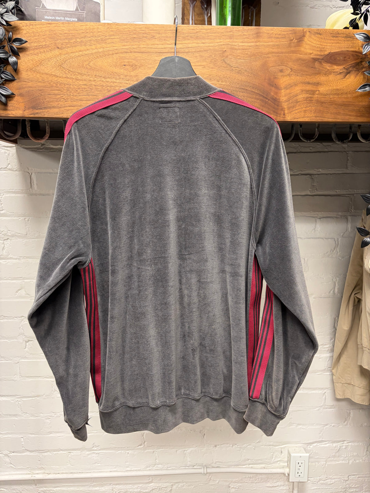 Needles Dark Grey/Maroon Velour Striped Track Jacket