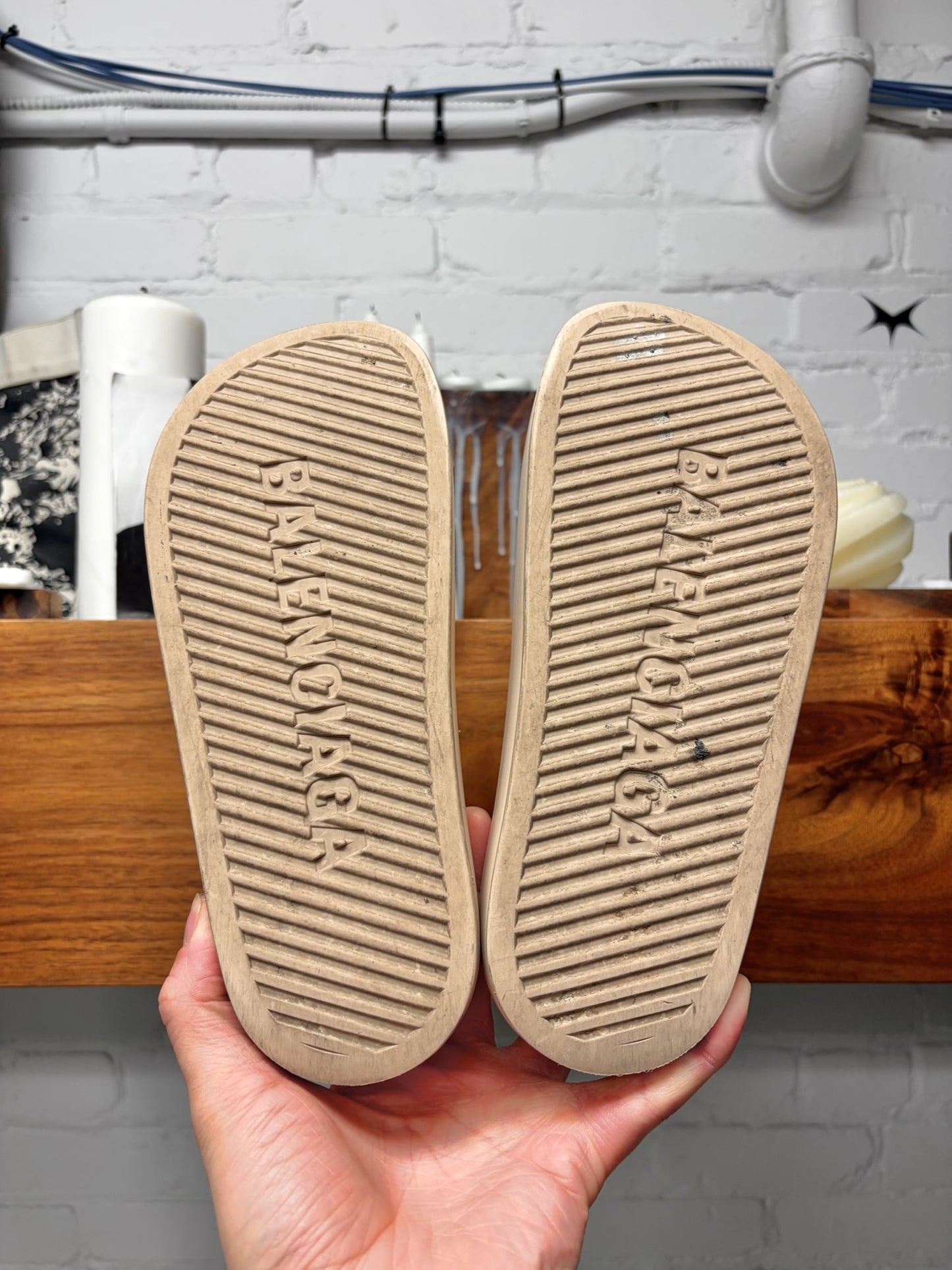 Balenciaga Tan ‘Chunky Slides’ Platform Sandals