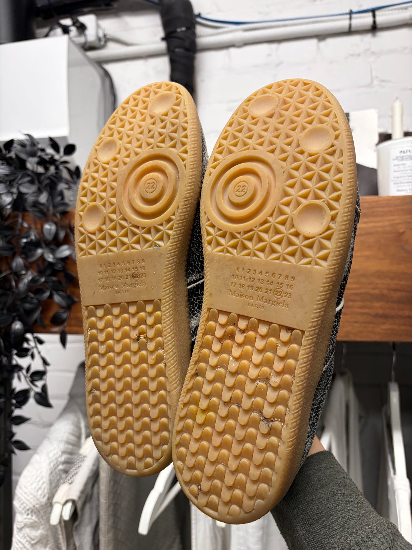 Margiela ‘Paint Crack’ G.A.T. Grey/Gum Sole Low Top Sneakers
