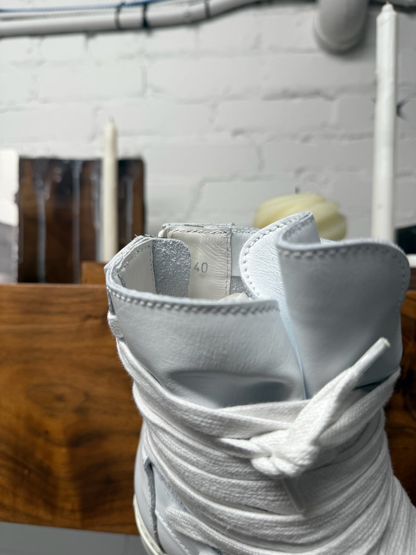 Kris Van Assche ‘Multi-Lace’ White Leather High Top Sneakers