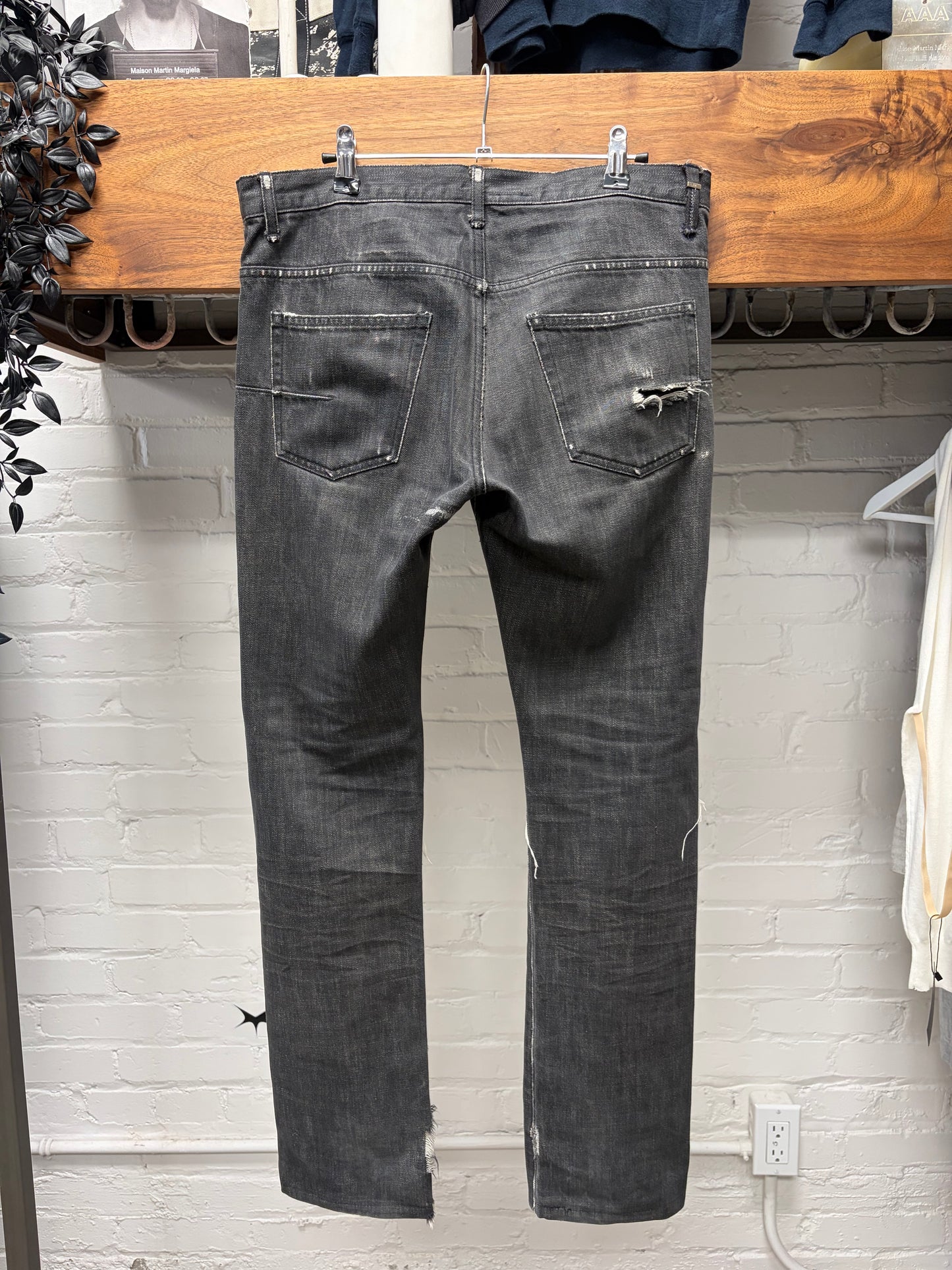 AW2004 Dior Homme by Hedi Slimane Distressed Black Skinny Jeans