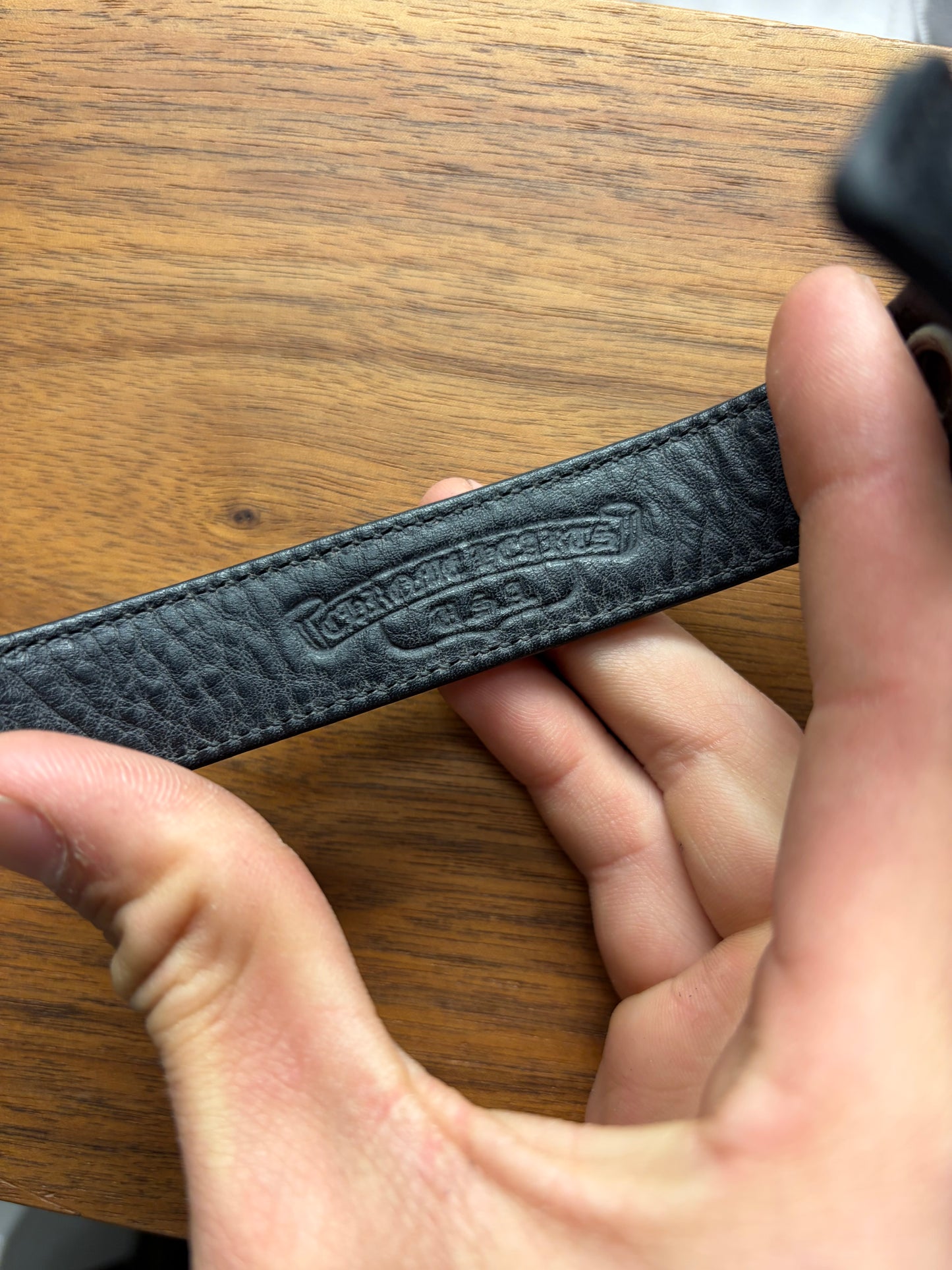 Chrome Hearts x Rolling Stones ‘Tongue & Lips’ 925 Silver Black Leather Snap Bracelet