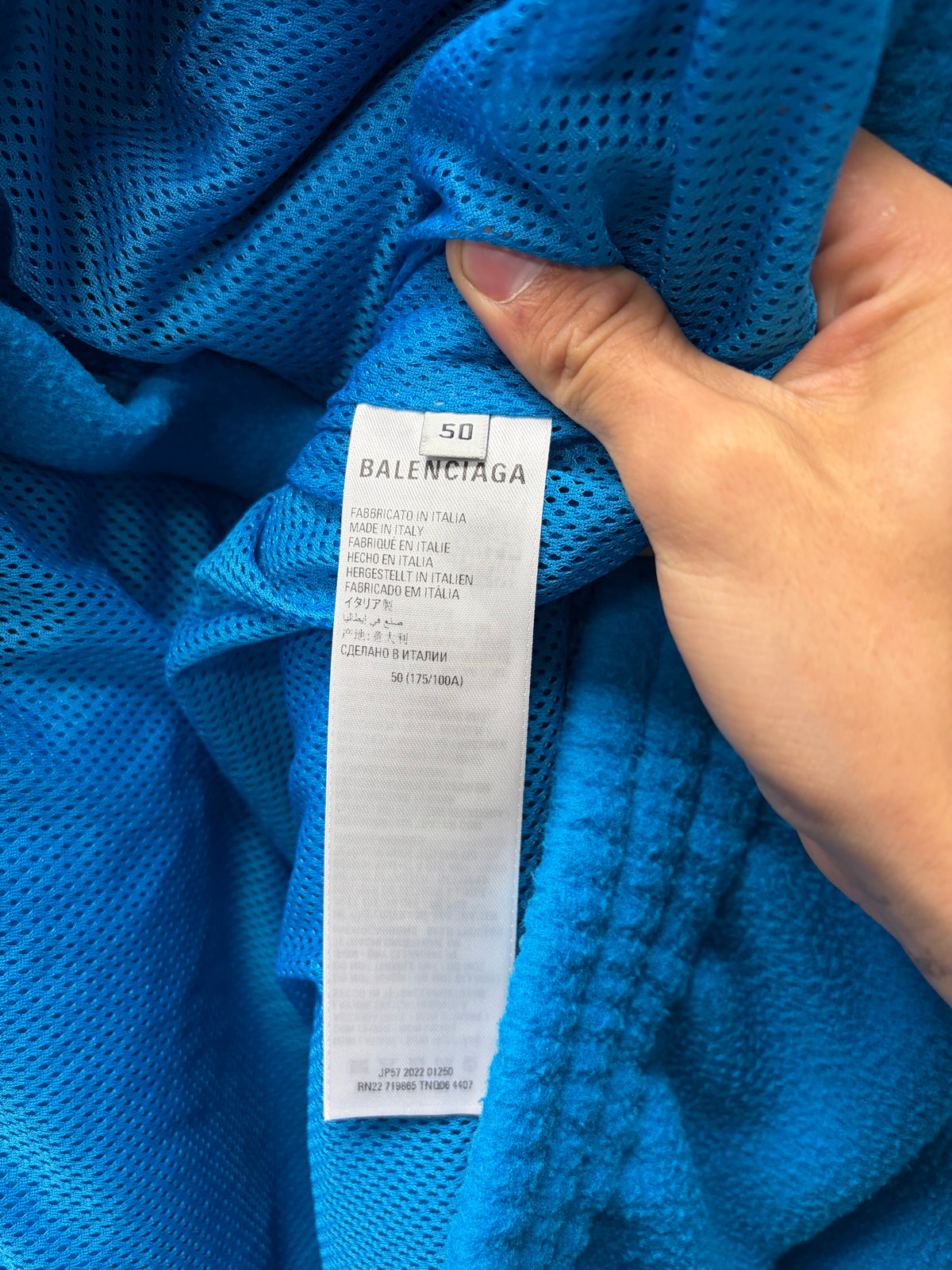 2022 Balenciaga ‘Sporty B Logo’ Blue Zip-Up Fleece Sweater