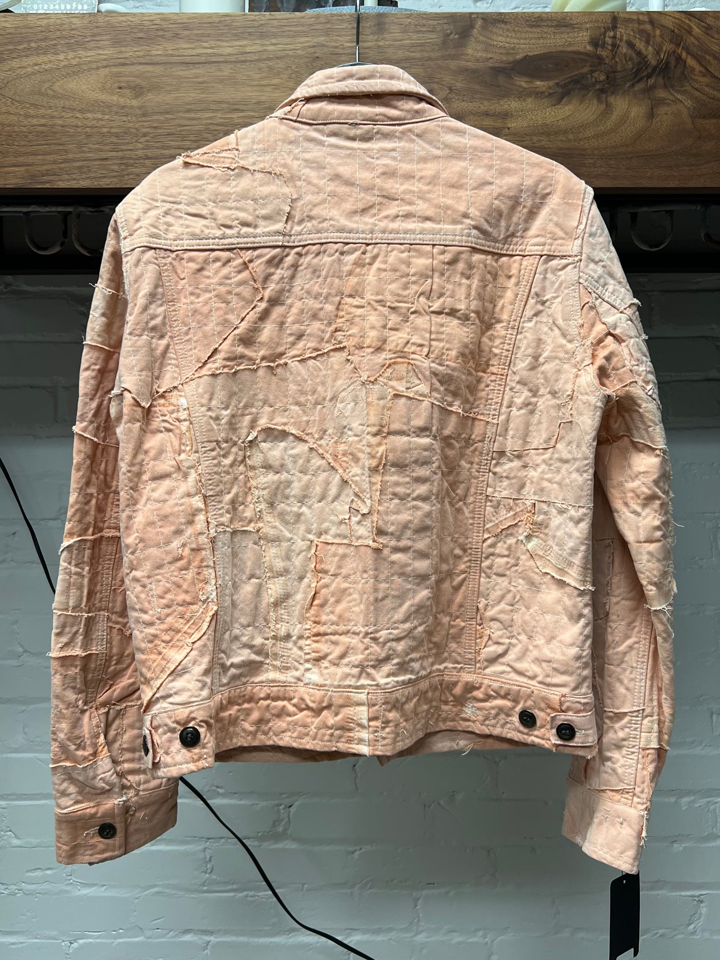 Greg Lauren Pink Denim Reconstructed Denim Jacket