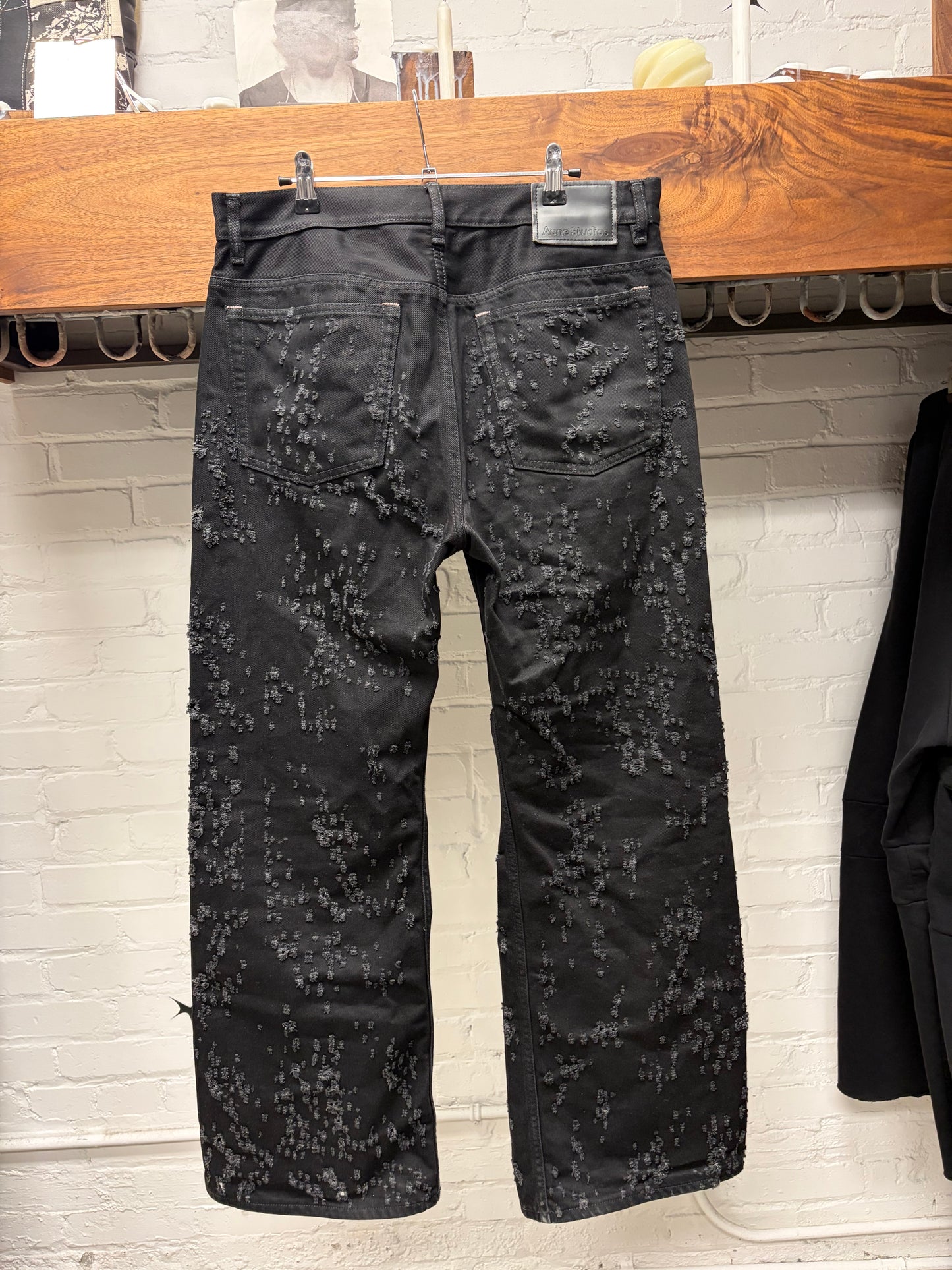 Acne Studios ‘2021M’ Distressed ‘Night Sky’ Black Flared Leg Denim
