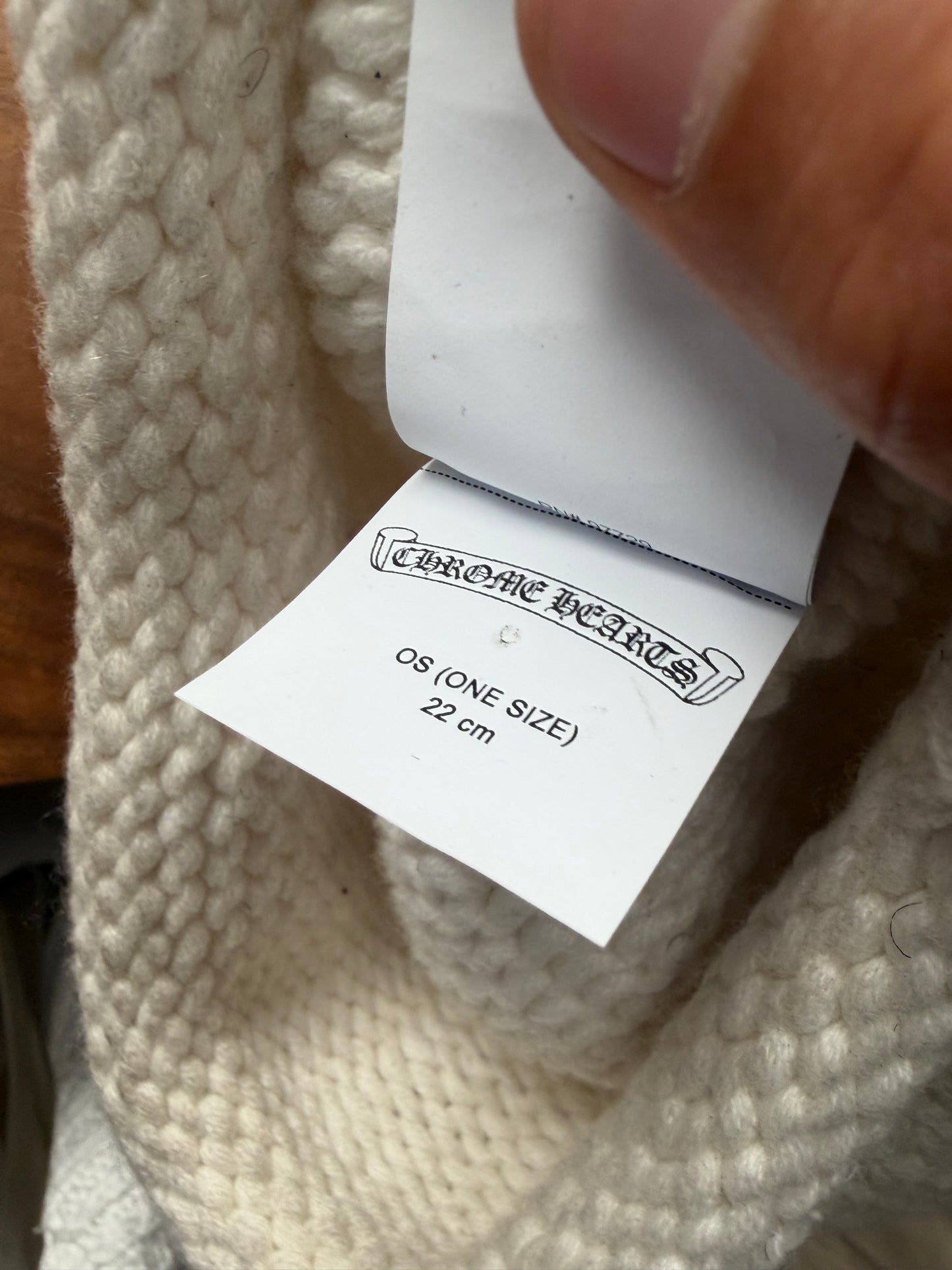 Chrome Hearts Cashmere/Rhodium White Beaded Cross Patch Beanie