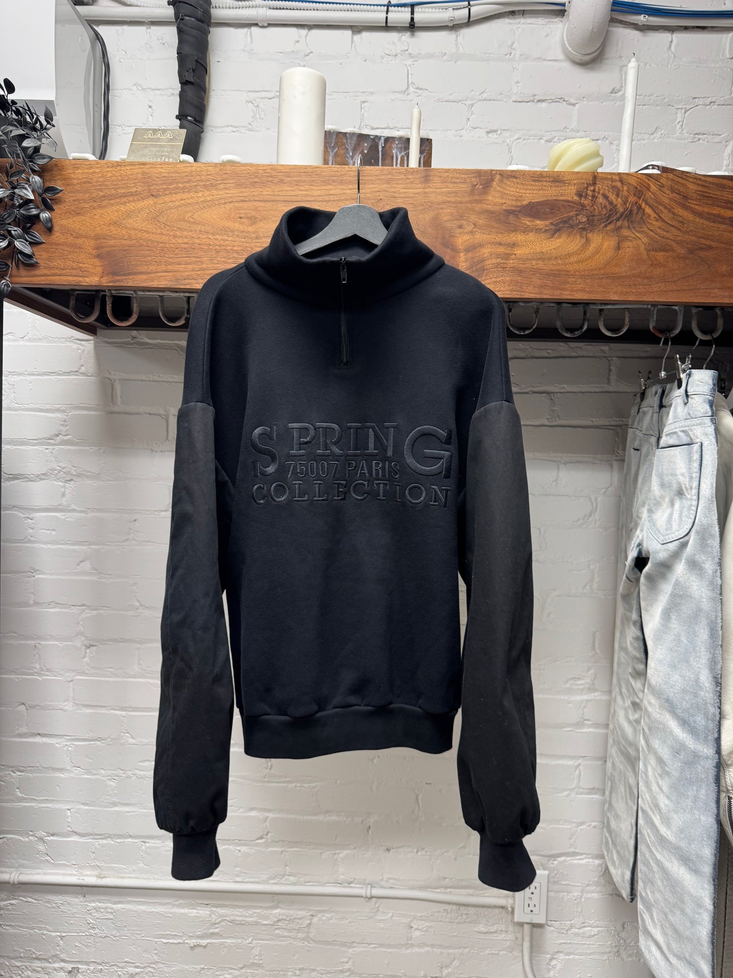 SS2018 Balenciaga ‘Twinset’ Hybrid Sleeve Quarter Zip Polo