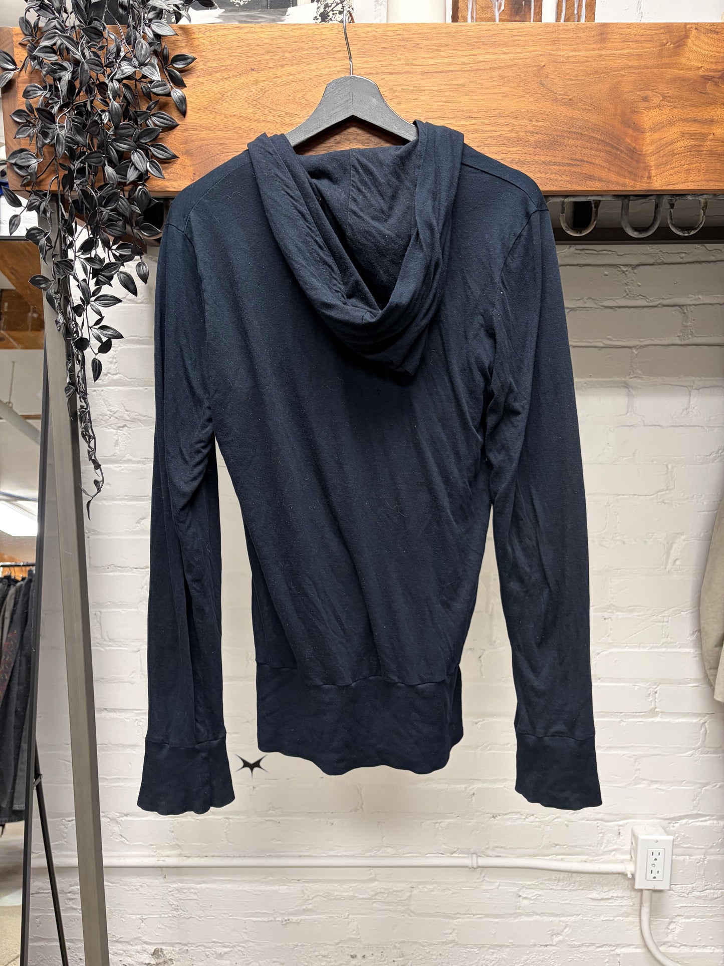Ann Demeulemeester Double Layered Cotton ‘Button’ Hoodie