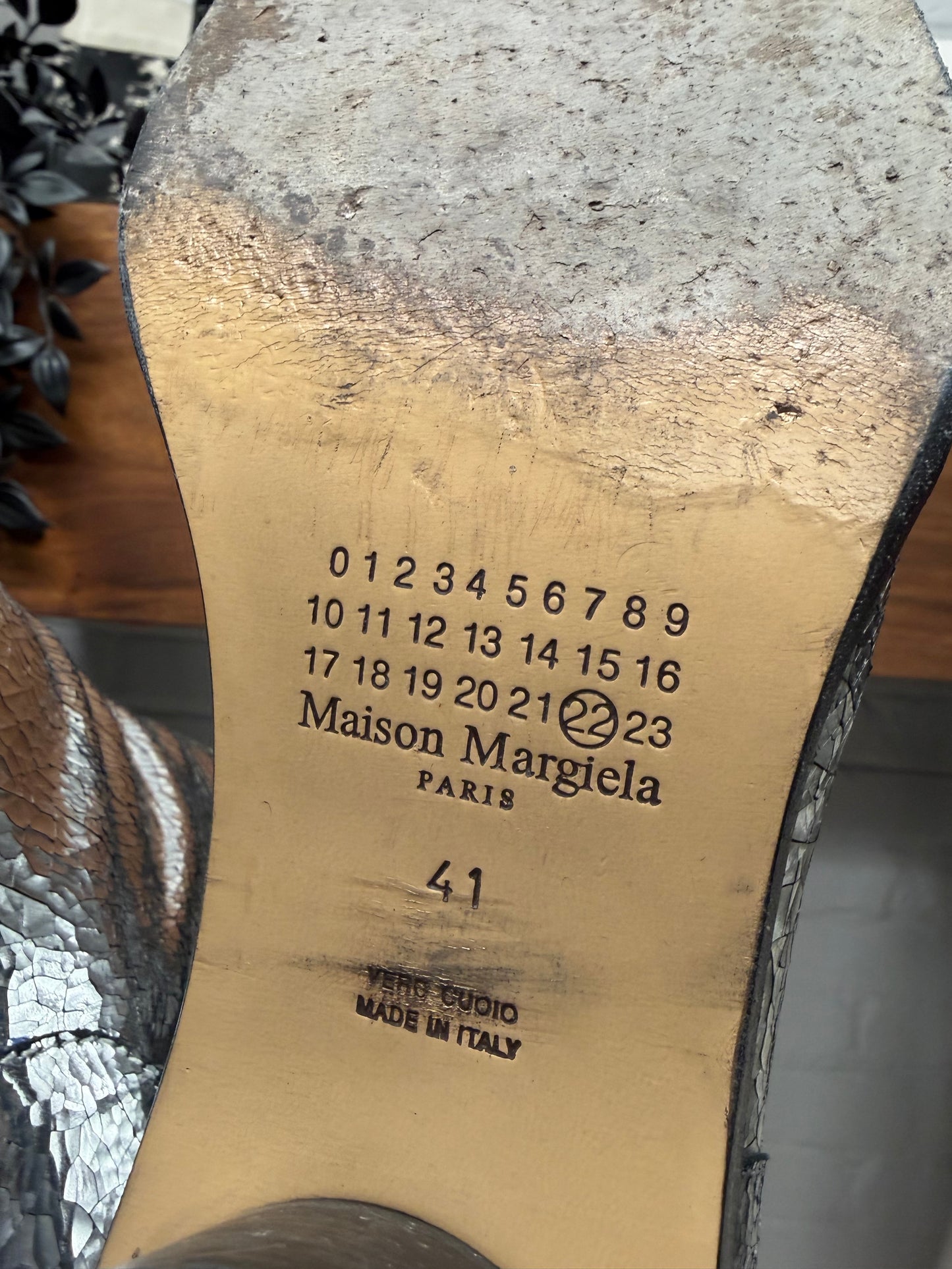 Maison Margiela ‘Tabi’ Split Toe ‘Broken Mirror’ Metallic Leather Boots
