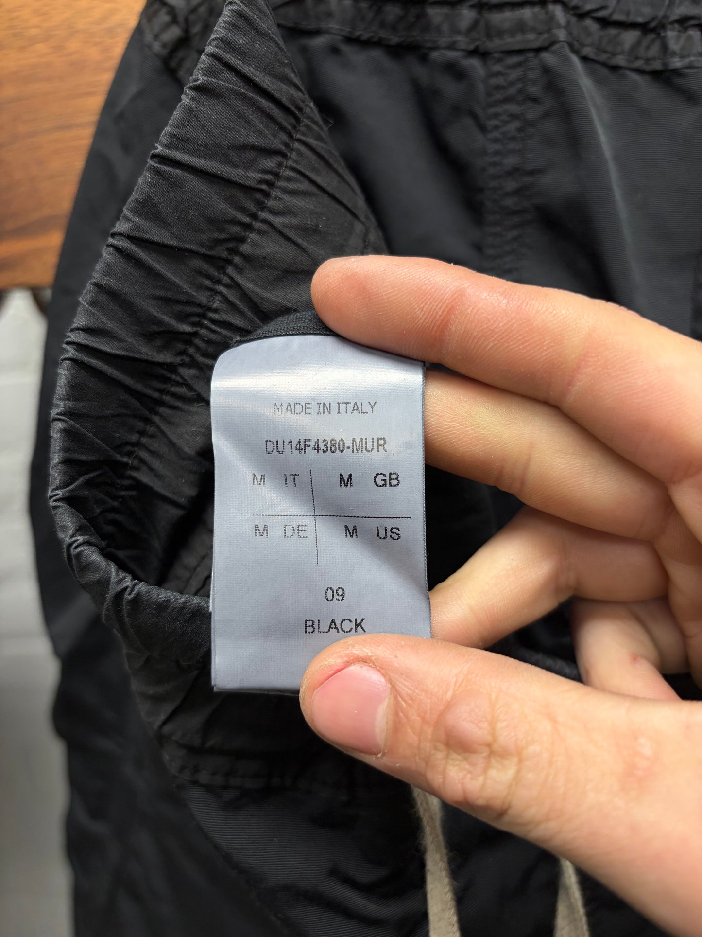 AW2014 Rick Owens ‘Moody’ Drop Crotch Black ‘Pod’ Drawstring Shorts