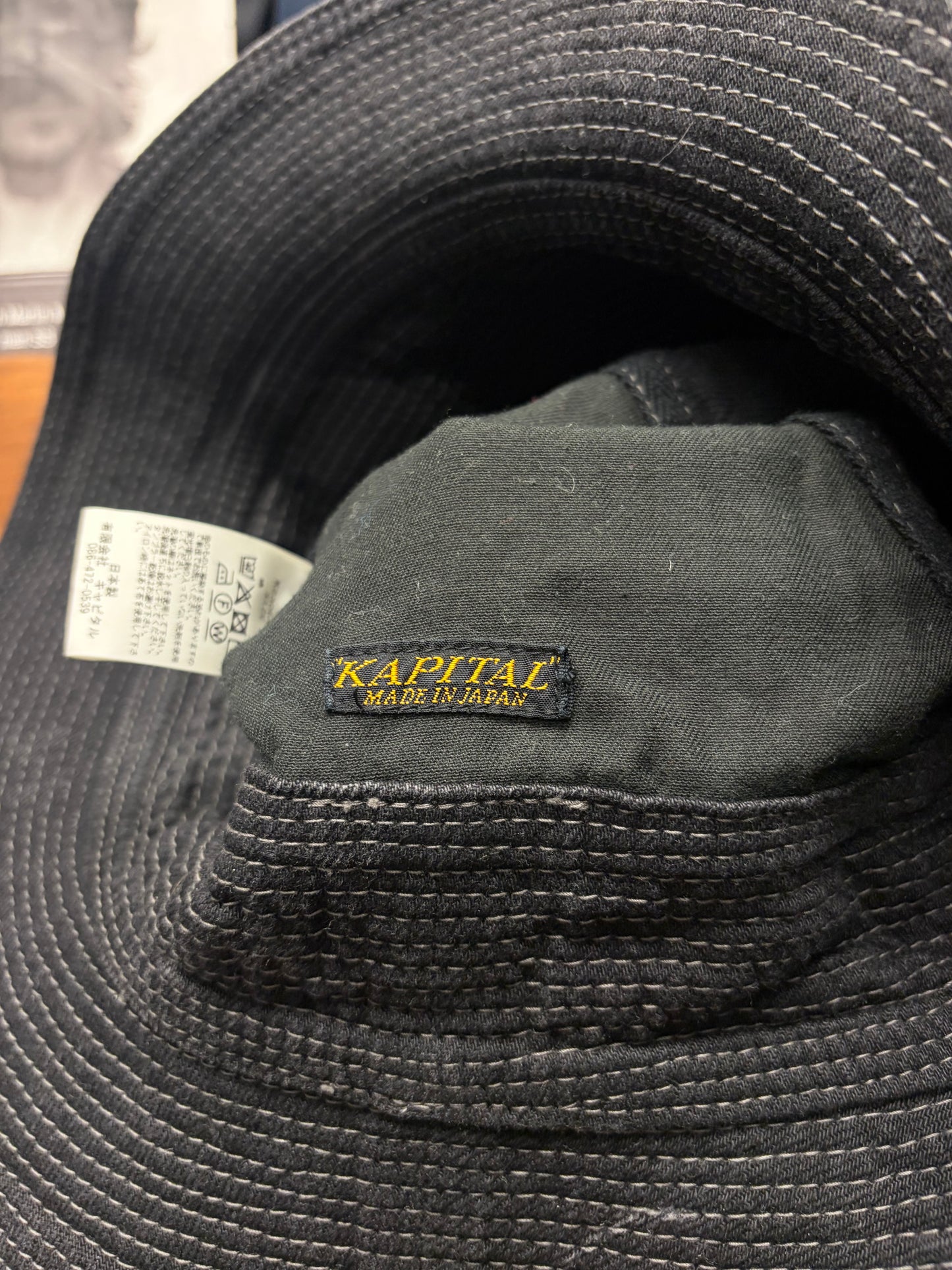 Kapital 'Old Man & The Sea' Black Denim Bucket Hat