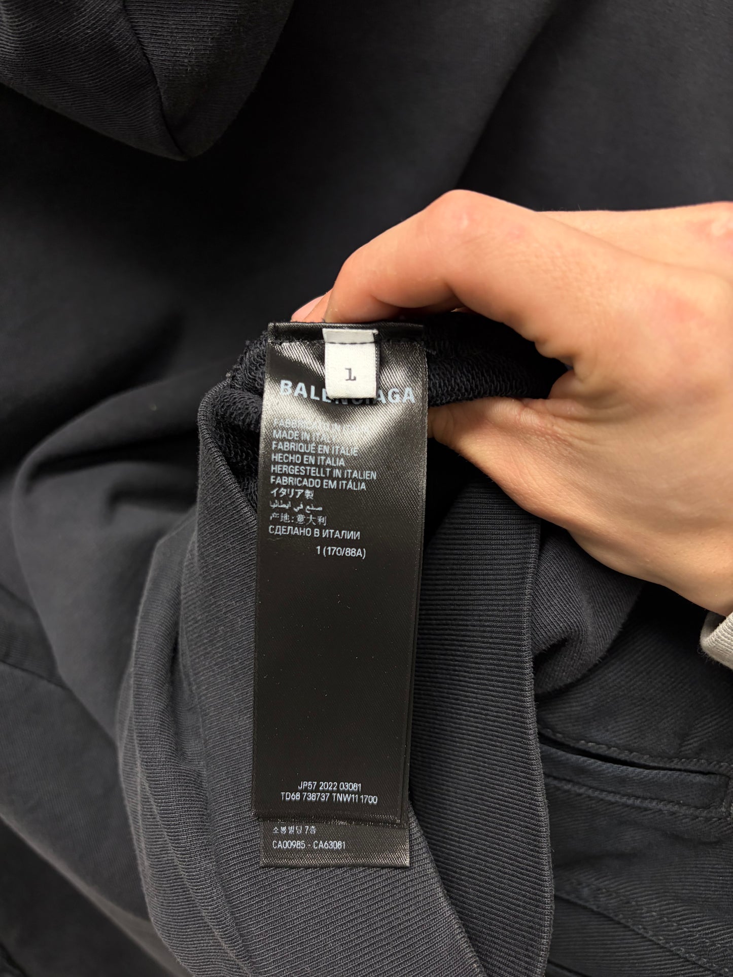 AW2023 Balenciaga ‘Paris’ Hooded Black Hybrid Denim/Hoodie