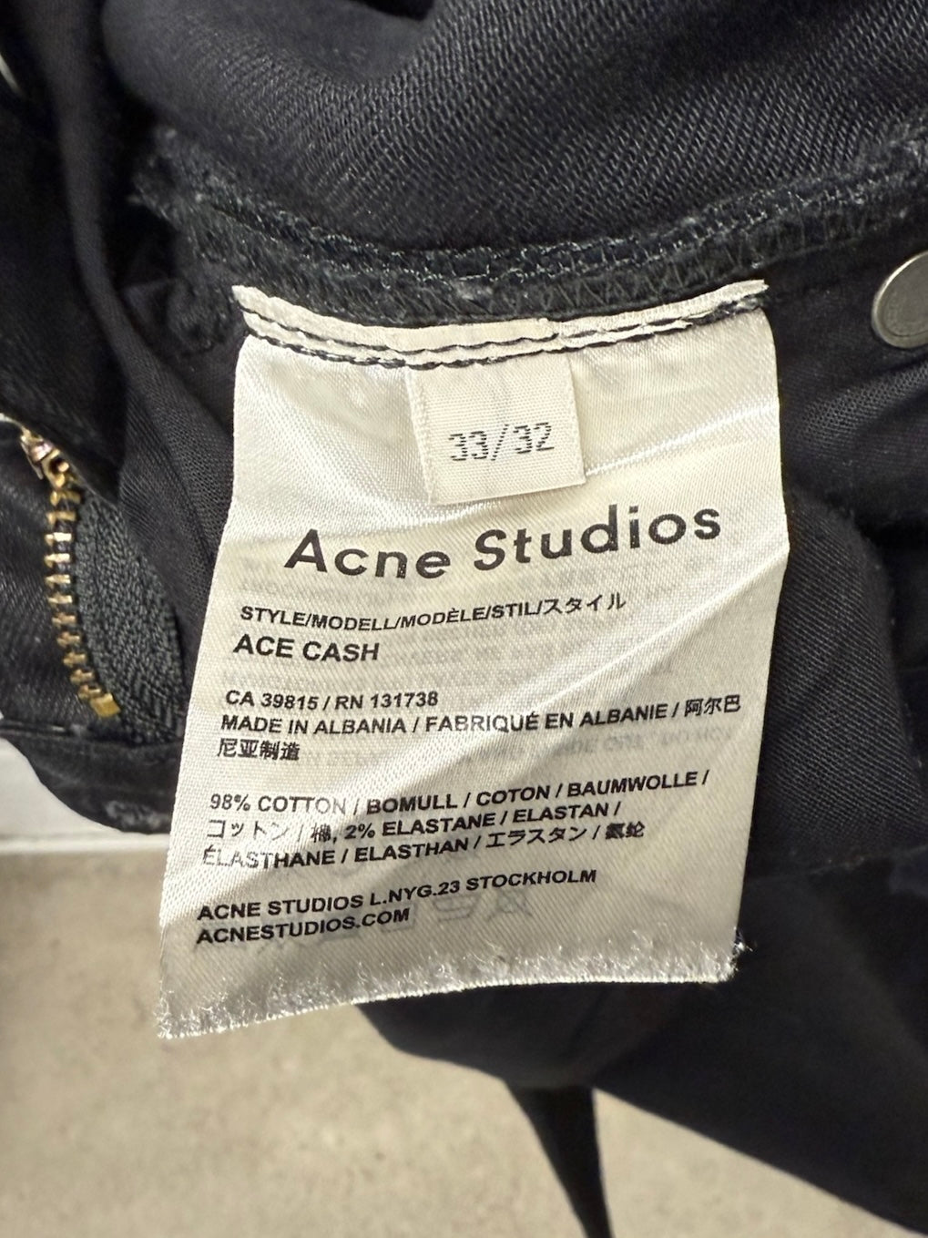 Acne Studios ‘Ace Cash’ Black Skinny Jeans