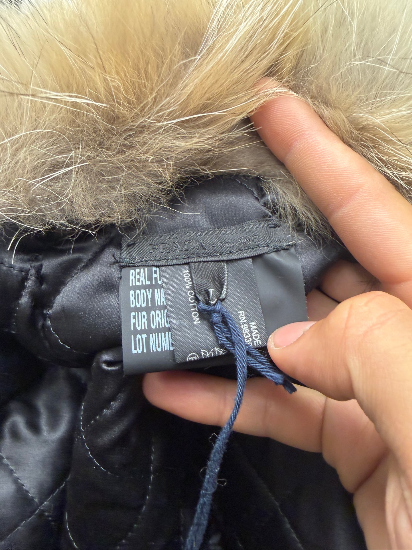 Prada Genuine Fox Fur ‘Ushanka’ Black Nylon Trapper Hat