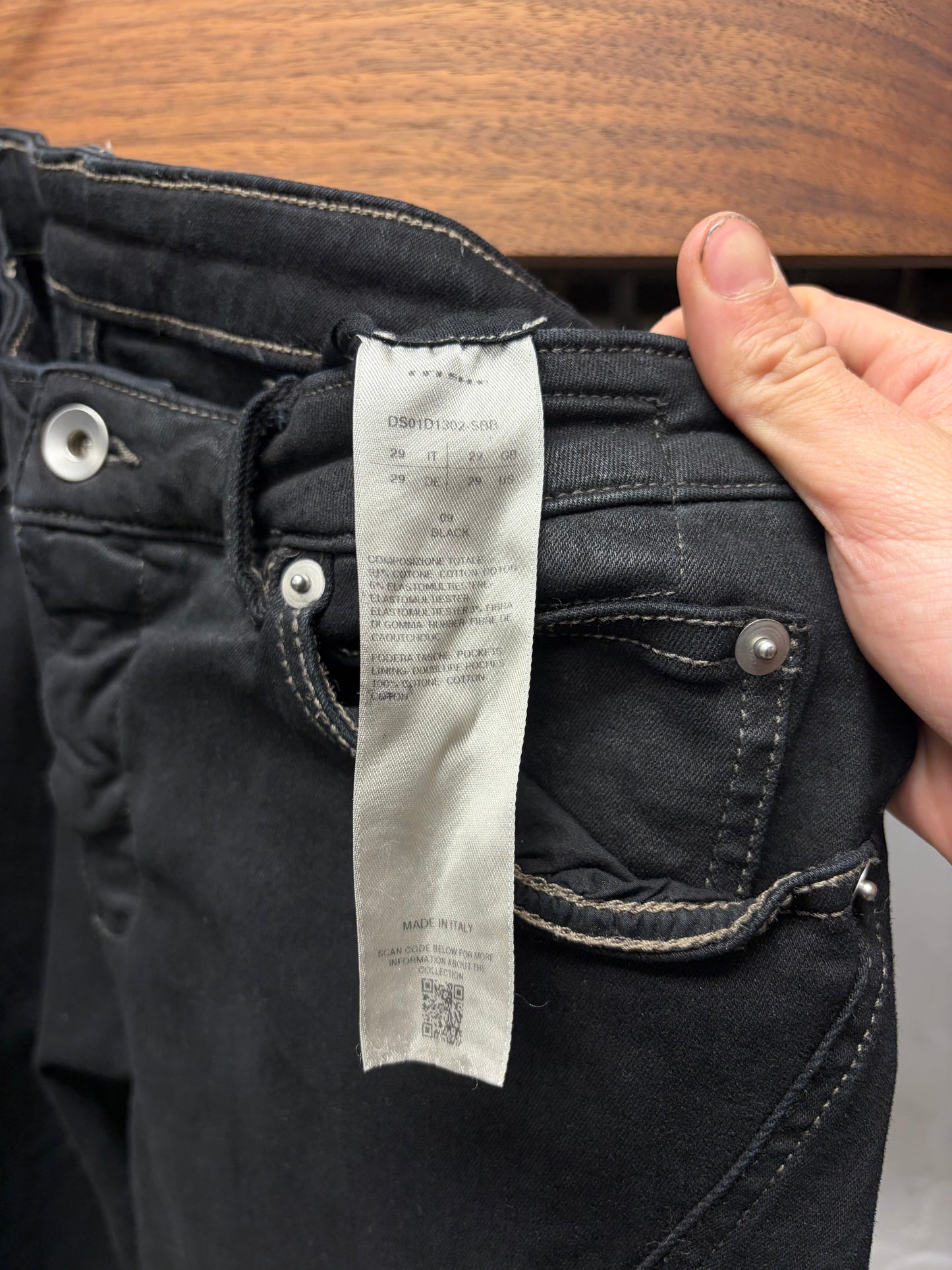 Rick Owens DRKSHDW ‘Bias Cut’ Black Spiral Flared Leg Denim