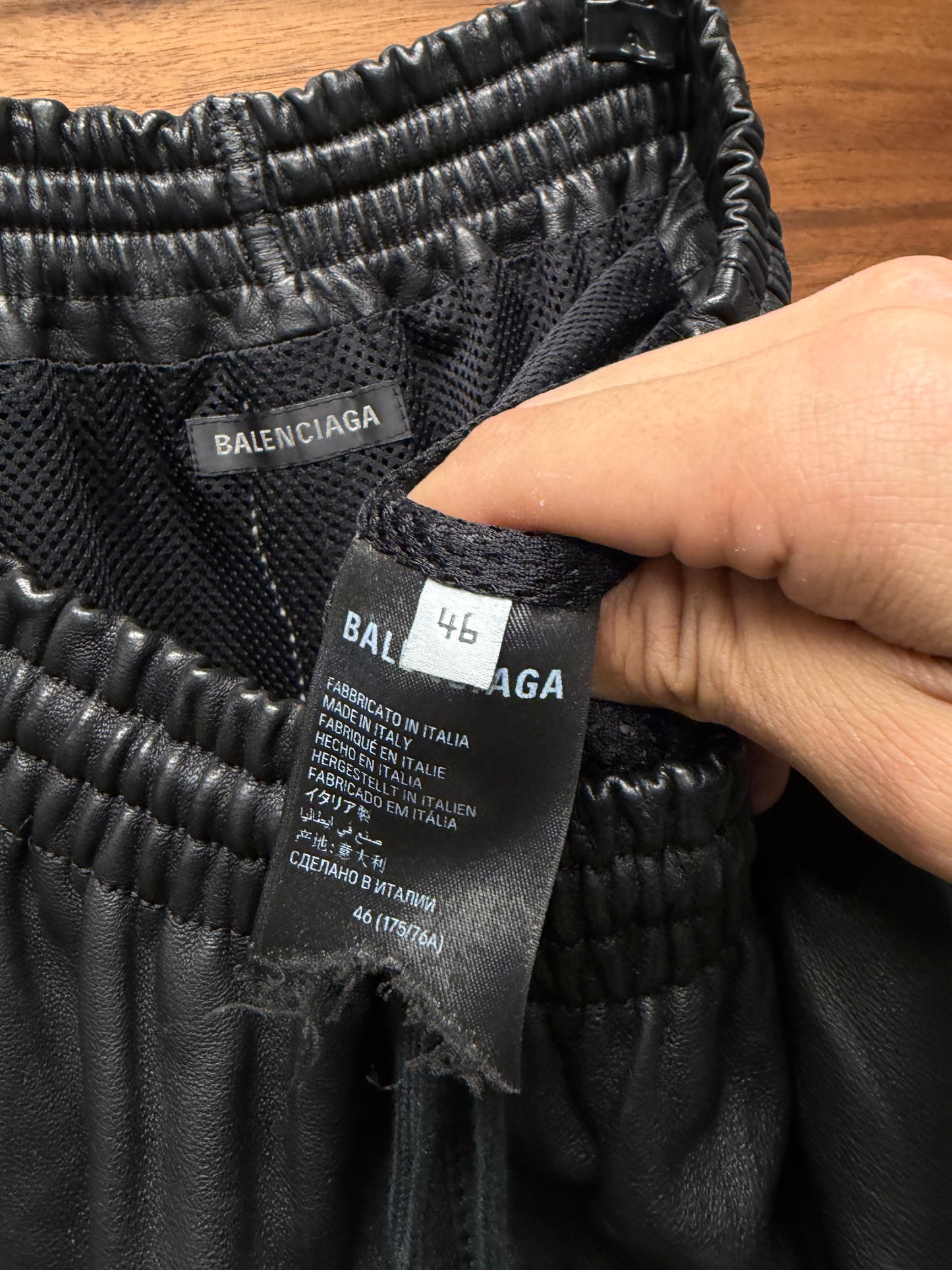 2022 Balenciaga ‘3B’ Sporty Logo Leather Track Pants