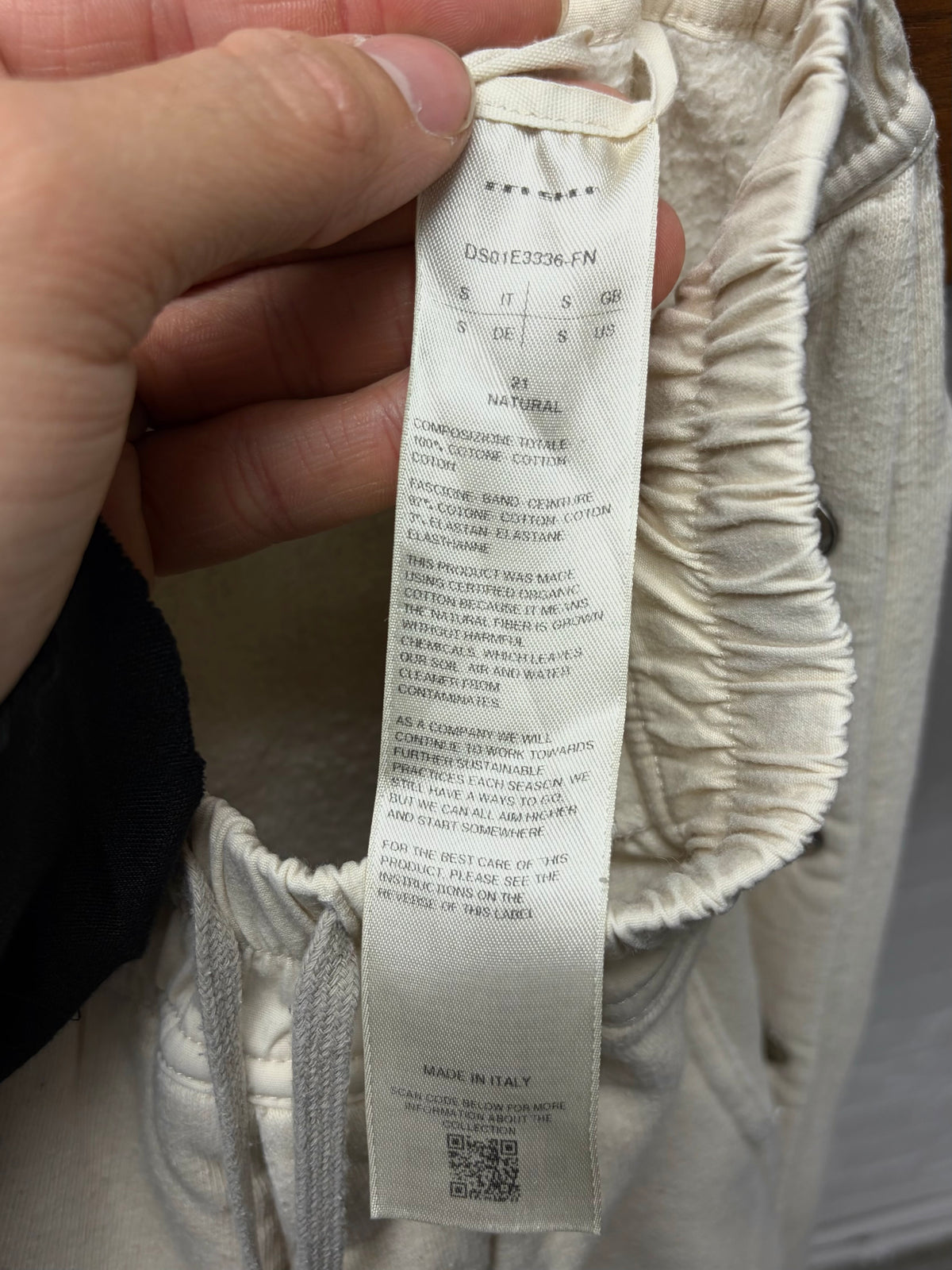Rick Owens ‘Pusher’ Button Snap Milk Straight Cut Drawstring Pants