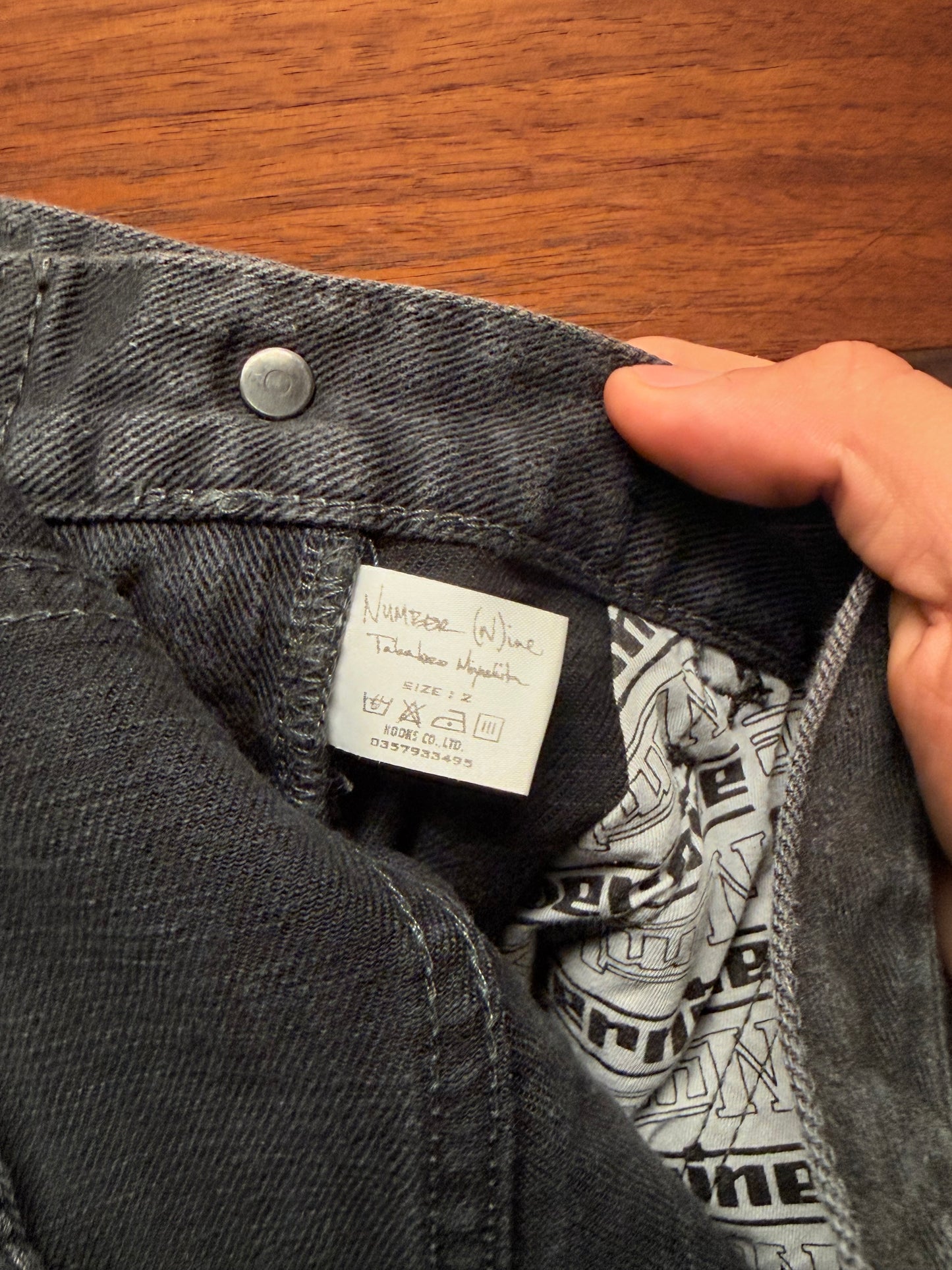 AW2004 Number (N)ine ‘Give Peace a Chance’ Denim Patchwork Shorts