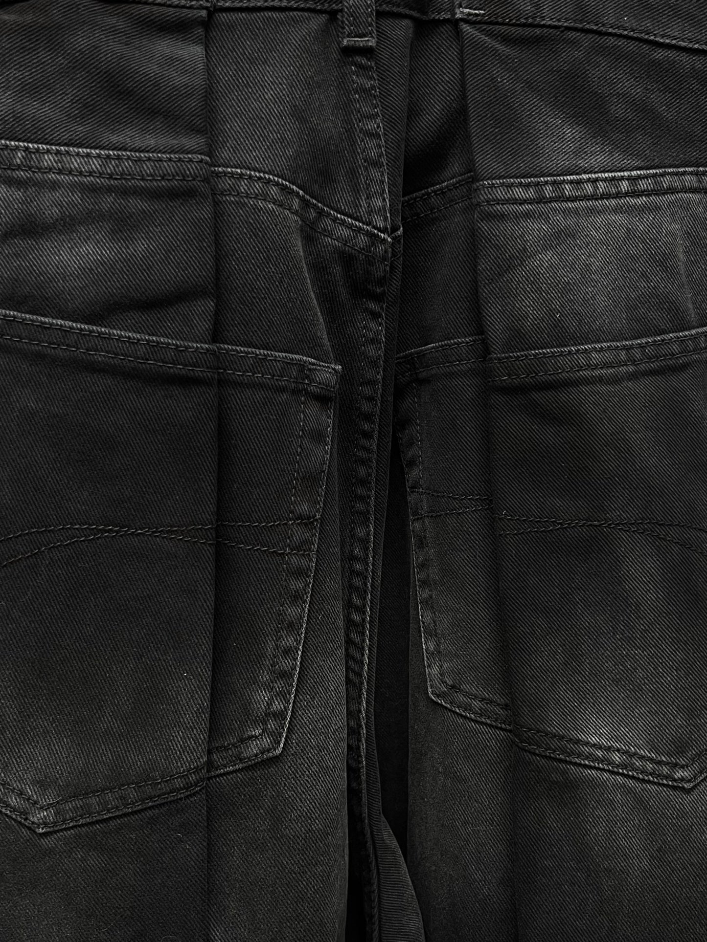 AW23 Balenciaga Double Layered Black Wide Cut Denim