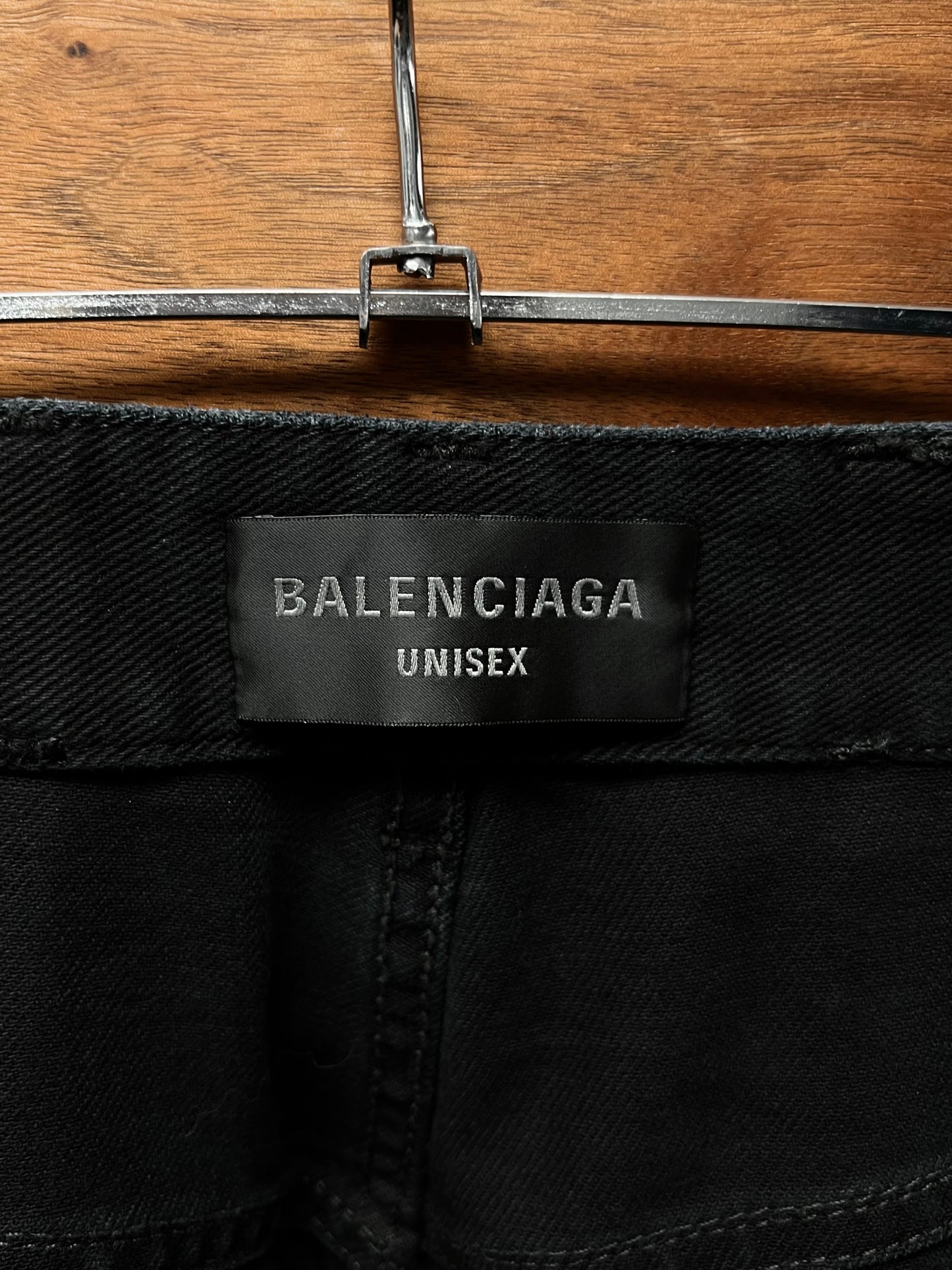 AW23 Balenciaga Double Layered Black Wide Cut Denim