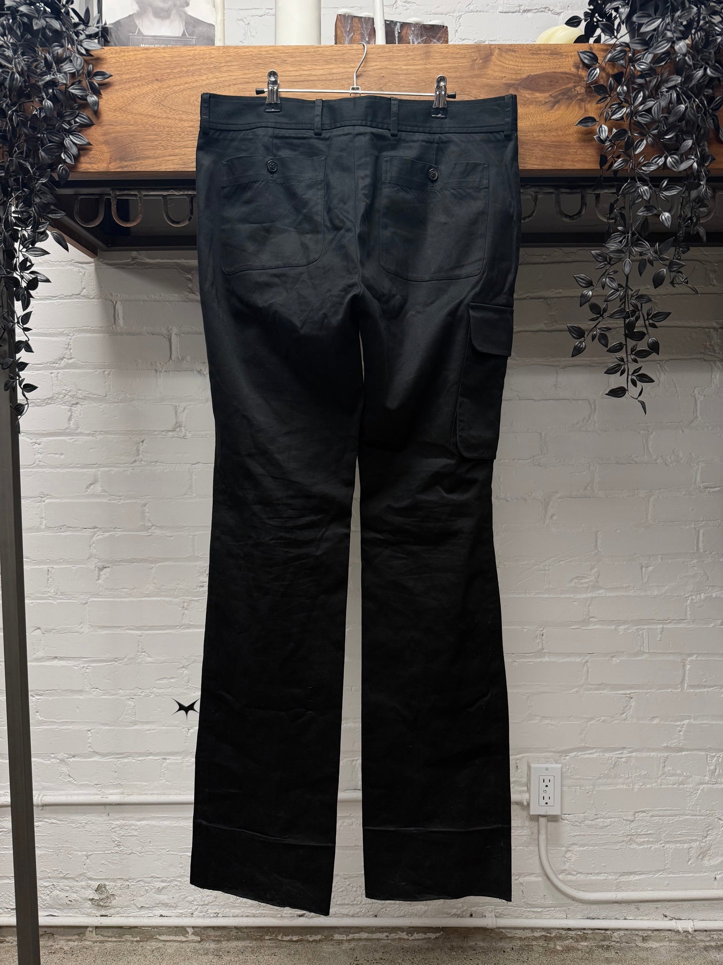 2000s Yves Saint Laurent Rive Gauche Slim Cut Flared Leg ‘Flap Pocket’ Trousers