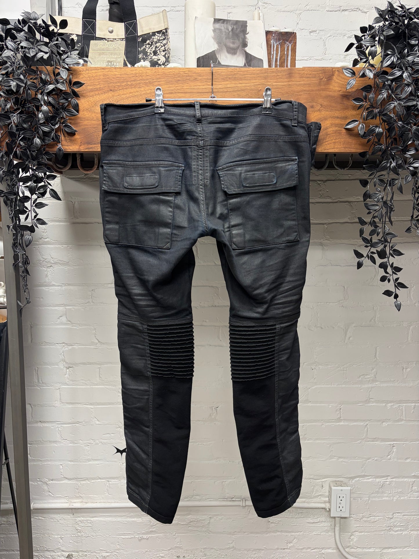 AW2014 Rick Owens ‘Moody’ Memphis Waxed Black Denim