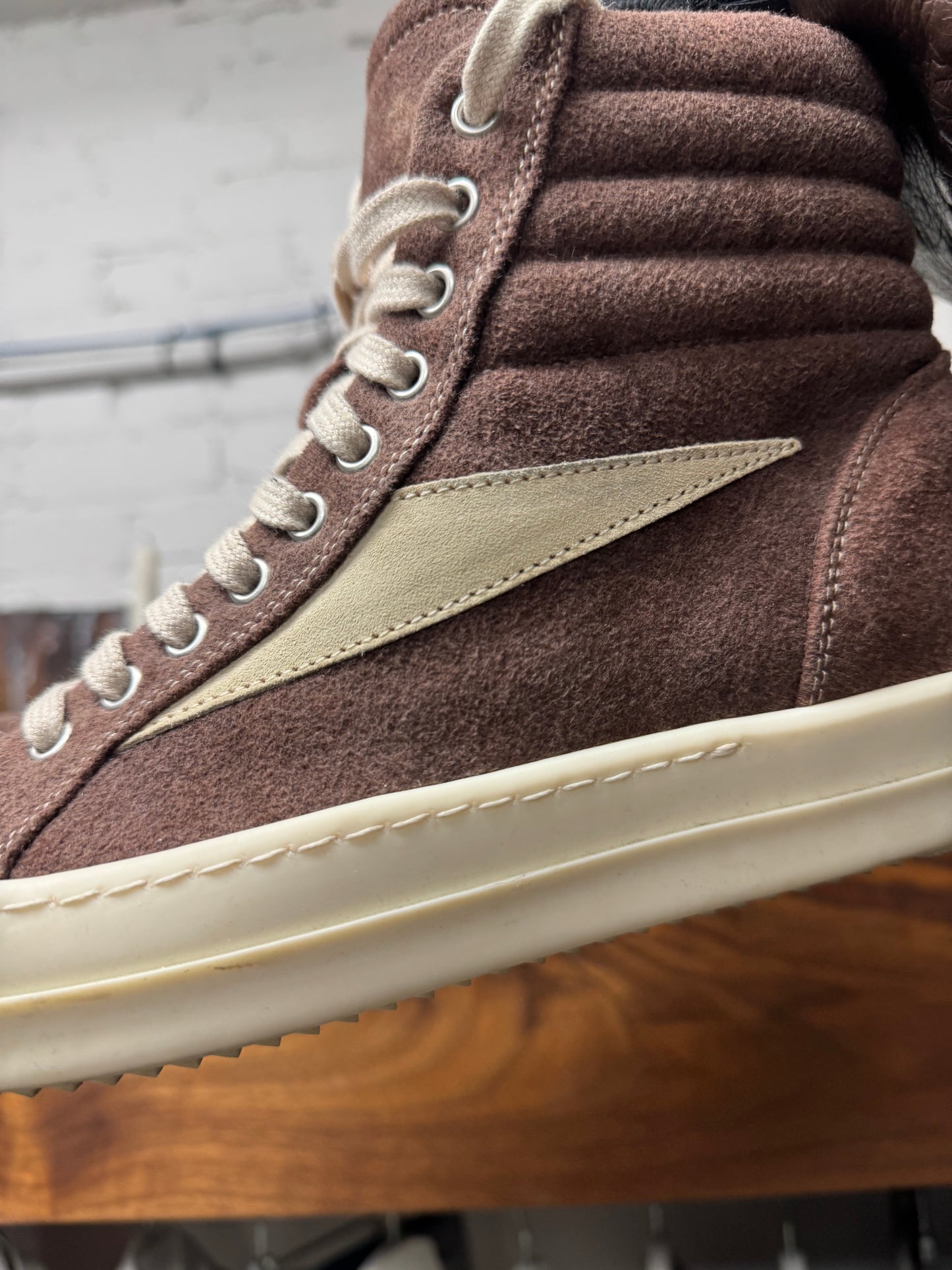 AW2024 Rick Owens ‘Vans’ Porterville Dust Brown High Top Sneakers