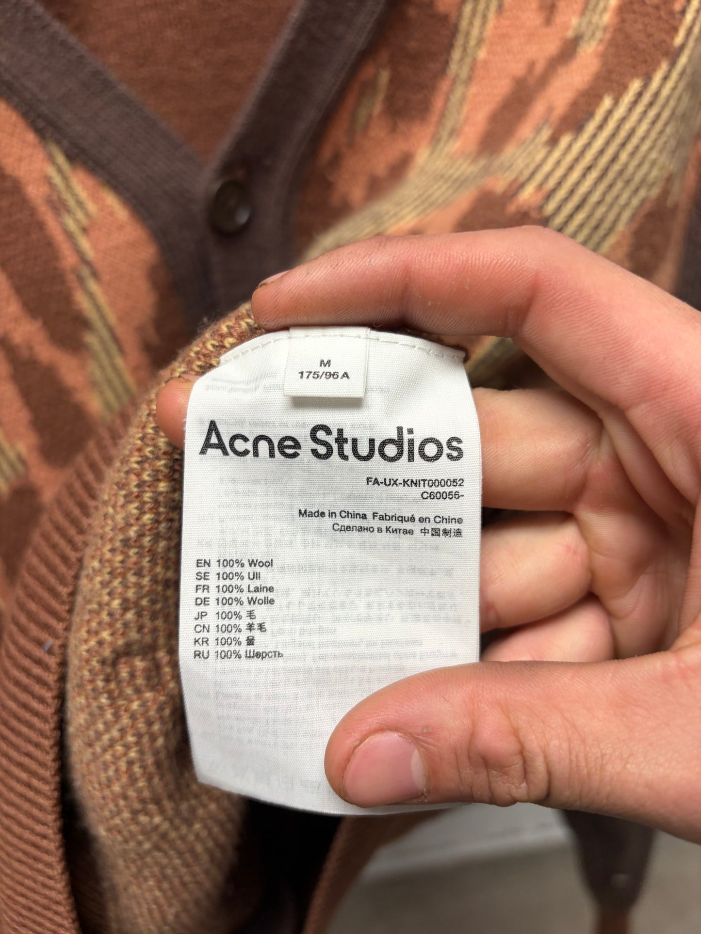 Acne Studios ‘Kallard’ Leopard Jacquard Knit Wool Cardigan