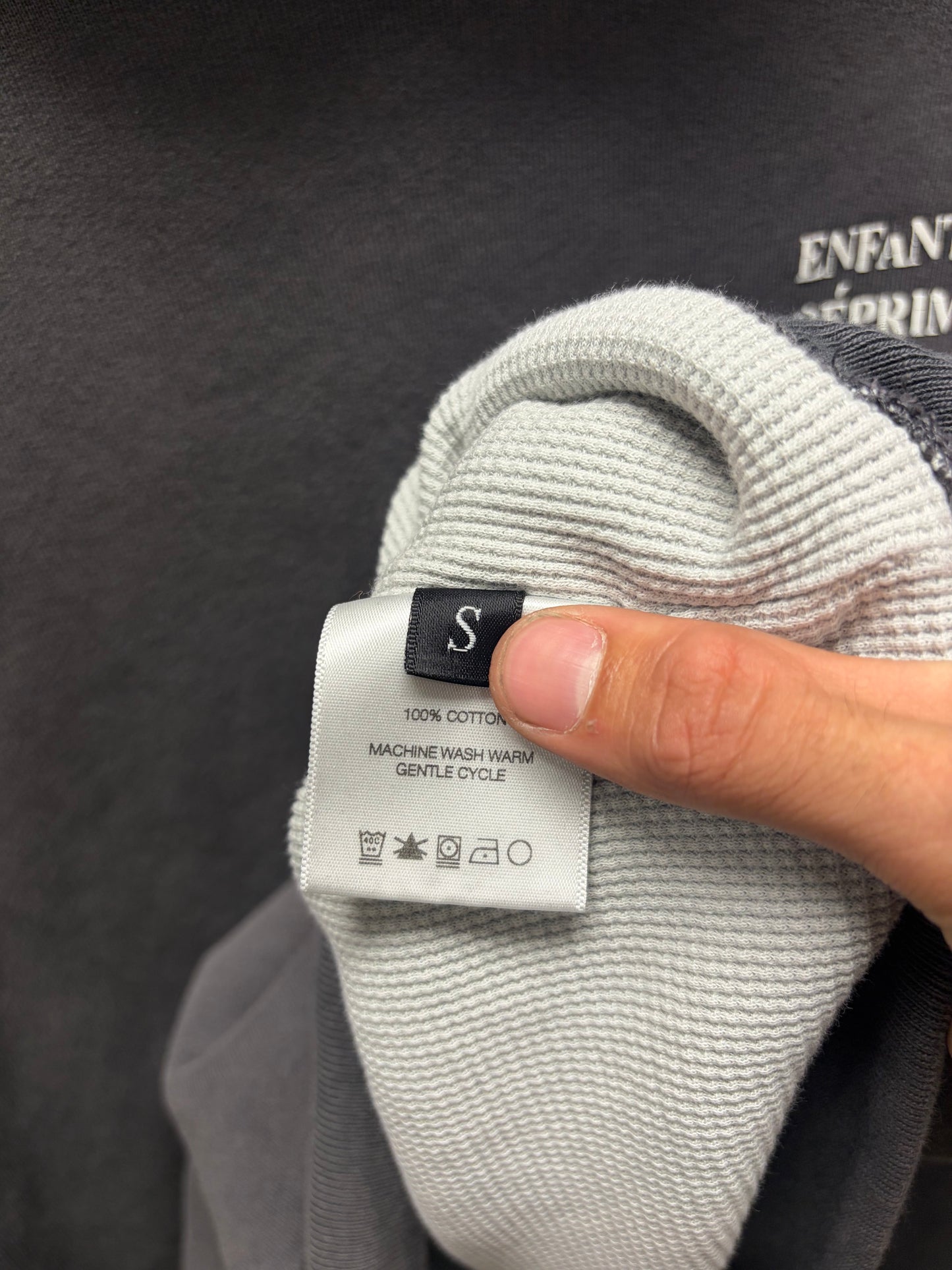 Enfants Riches Deprimes Washed Grey Thermal Lined Logo Hoodie