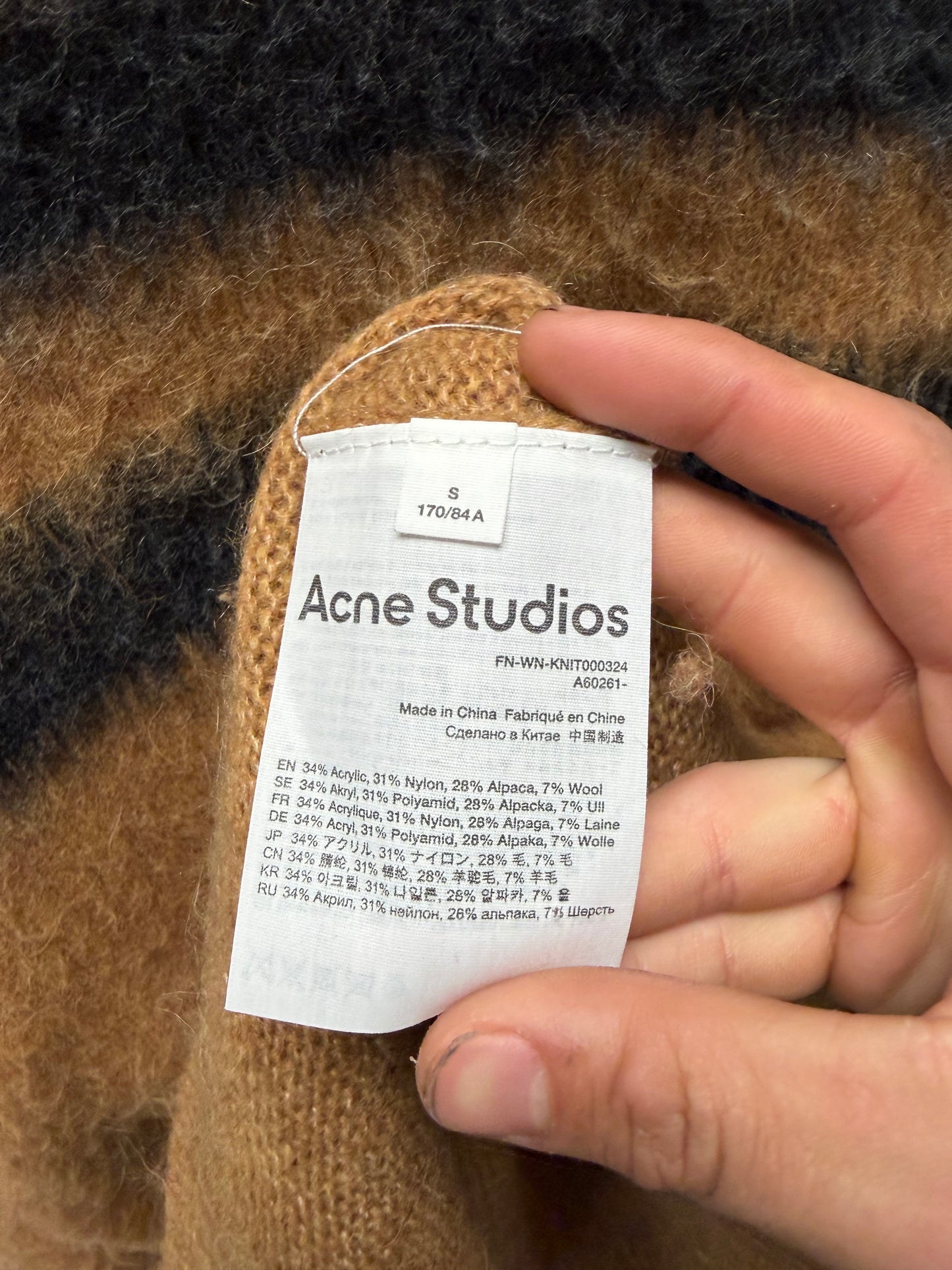 Acne Studios Mohair/Wool Brown Striped Knit Sweater