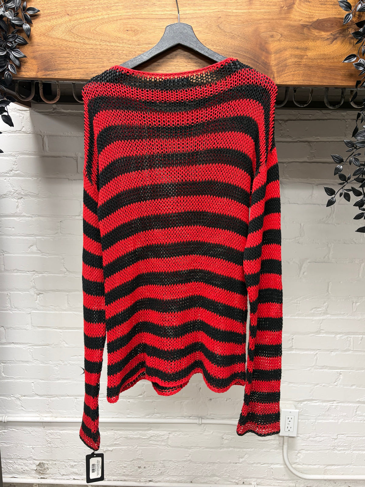 AW1997 Raf Simons Loose Gauge Striped Black/Red Knitted Sweater